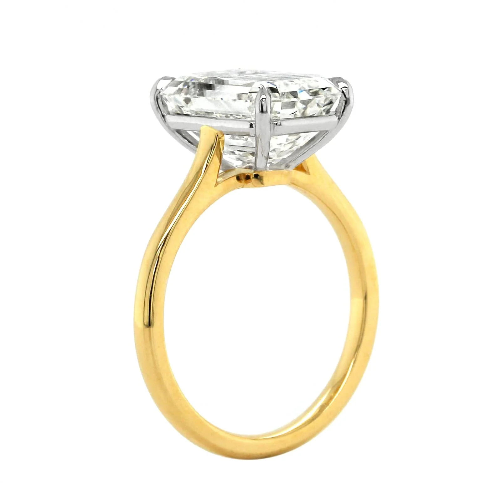 18K Yellow Gold Emerald Cut Diamond Solitaire Engagement Ring - Image 2