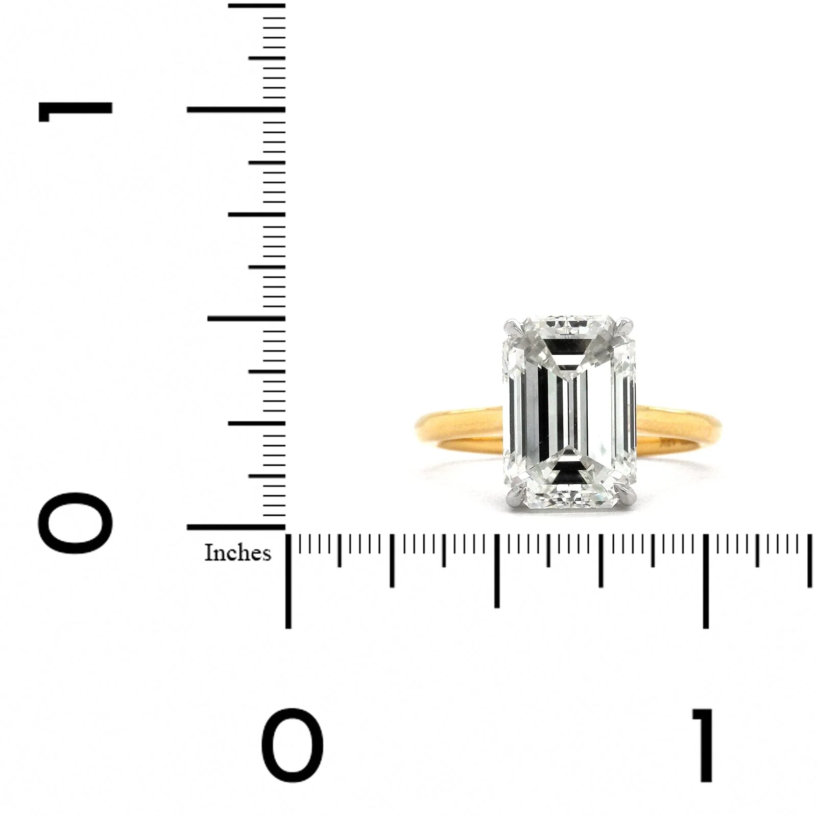 18K Yellow Gold Emerald Cut Diamond Solitaire Engagement Ring - Image 3