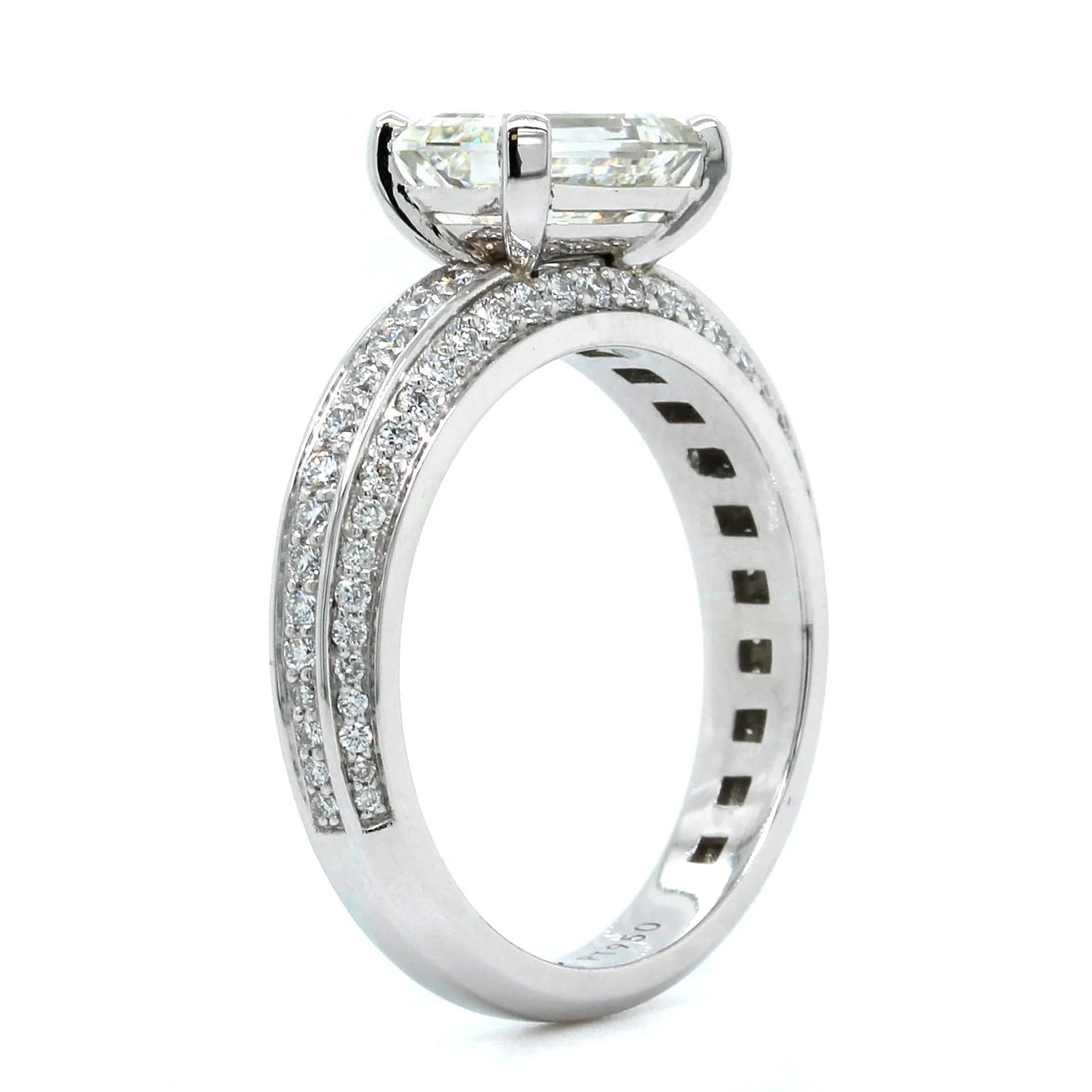 Platinum Emerald Cut Diamond Engagement Ring - Image 2