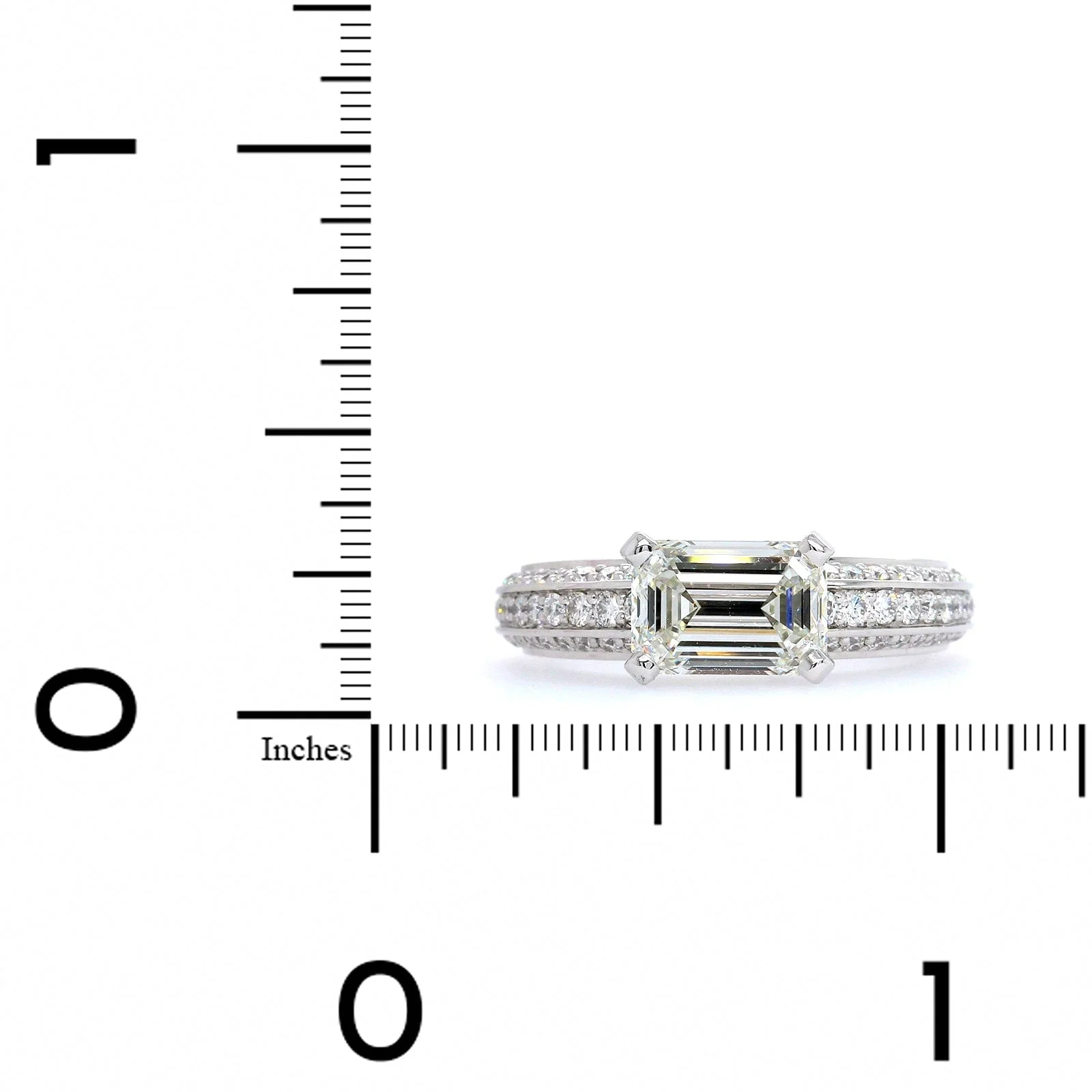 Platinum Emerald Cut Diamond Engagement Ring - Image 4
