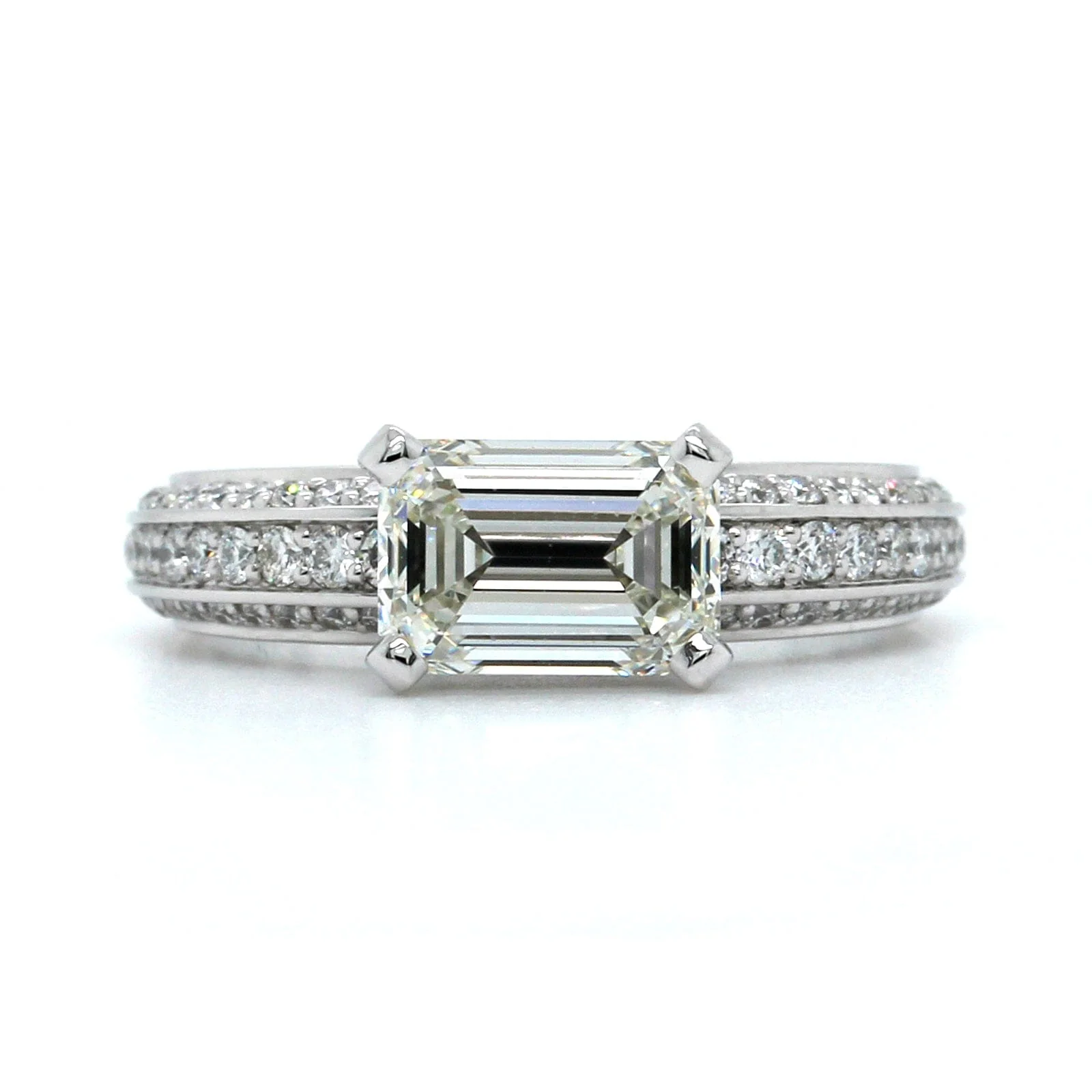 Platinum Emerald Cut Diamond Engagement Ring - Image 5