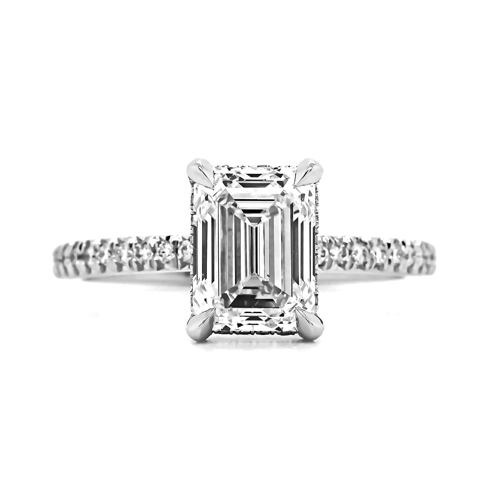 Platinum Emerald Cut Diamond Engagement Ring