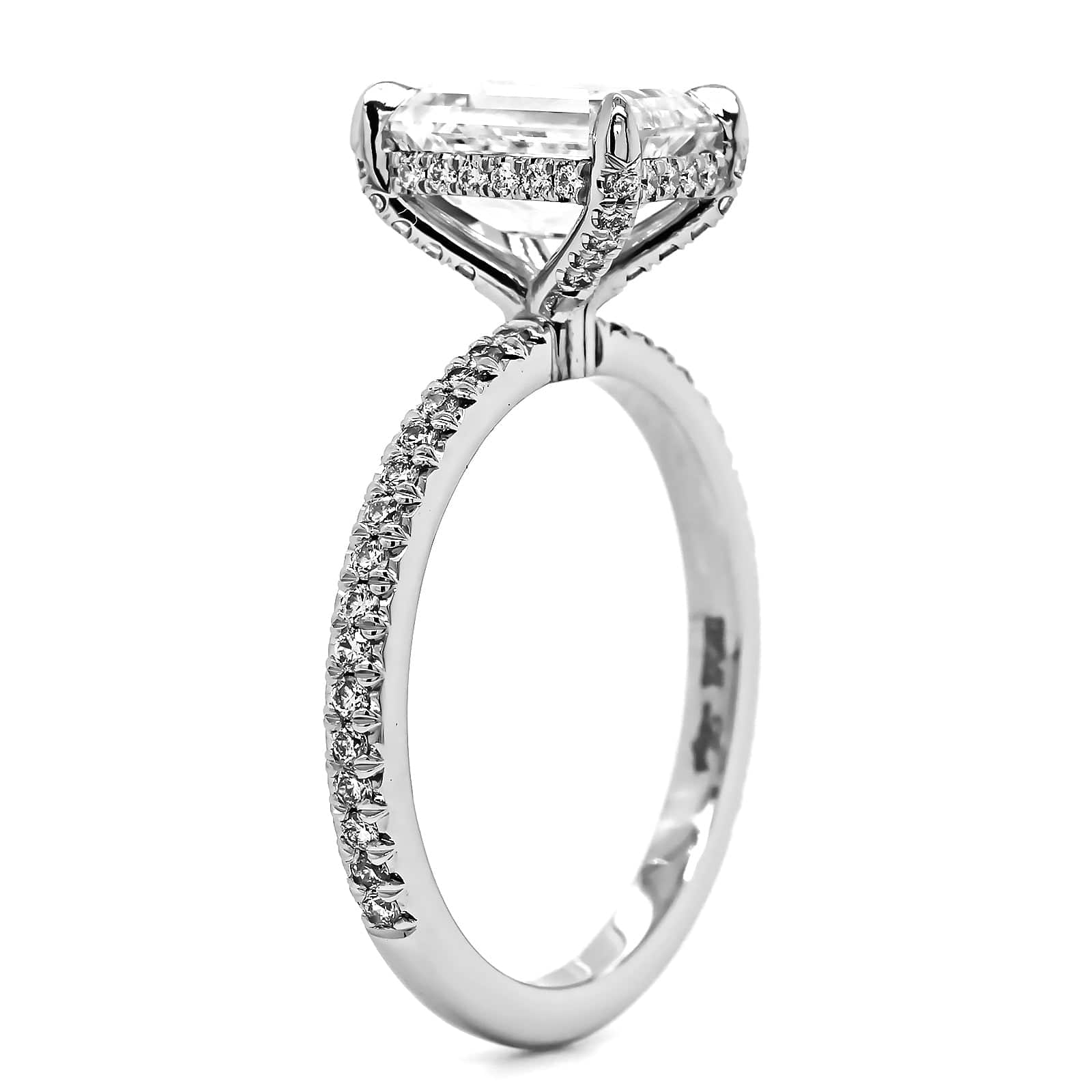 Platinum Emerald Cut Diamond Engagement Ring - Image 2