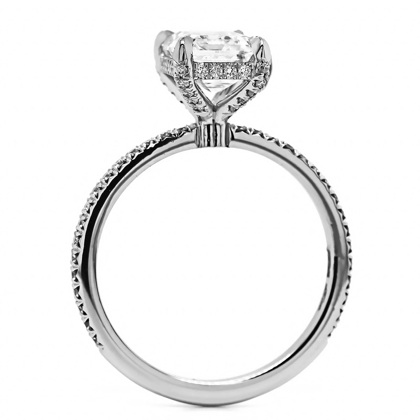 Platinum Emerald Cut Diamond Engagement Ring - Image 3