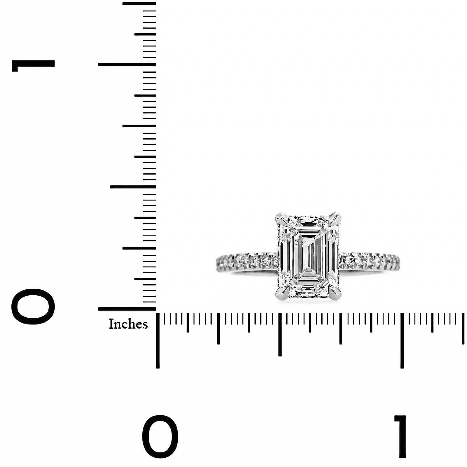 Platinum Emerald Cut Diamond Engagement Ring - Image 4
