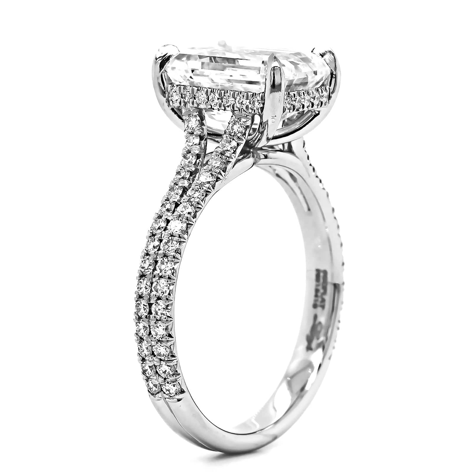 Platinum Emerald Cut Diamond Engagement Ring - Image 2