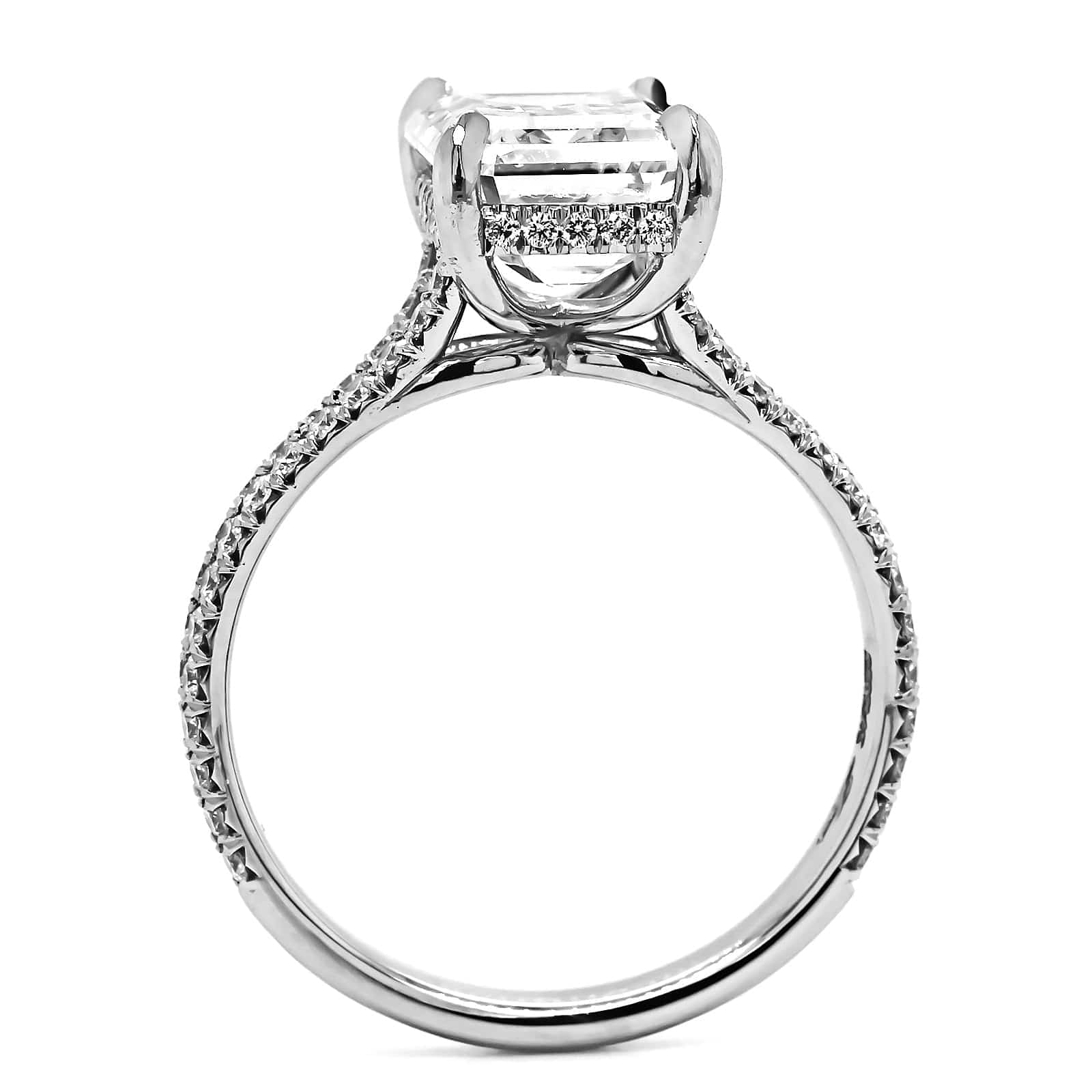 Platinum Emerald Cut Diamond Engagement Ring - Image 3