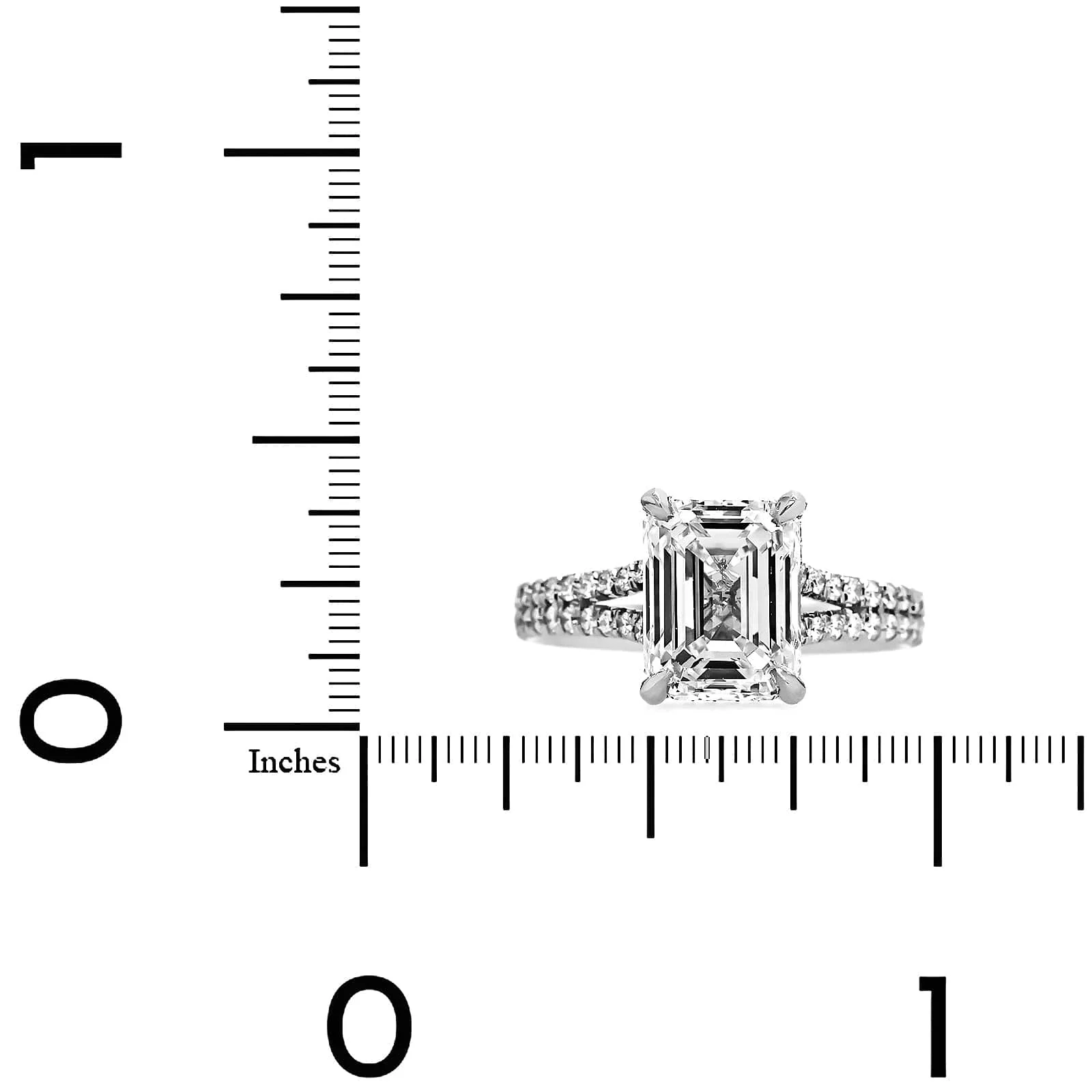 Platinum Emerald Cut Diamond Engagement Ring - Image 4