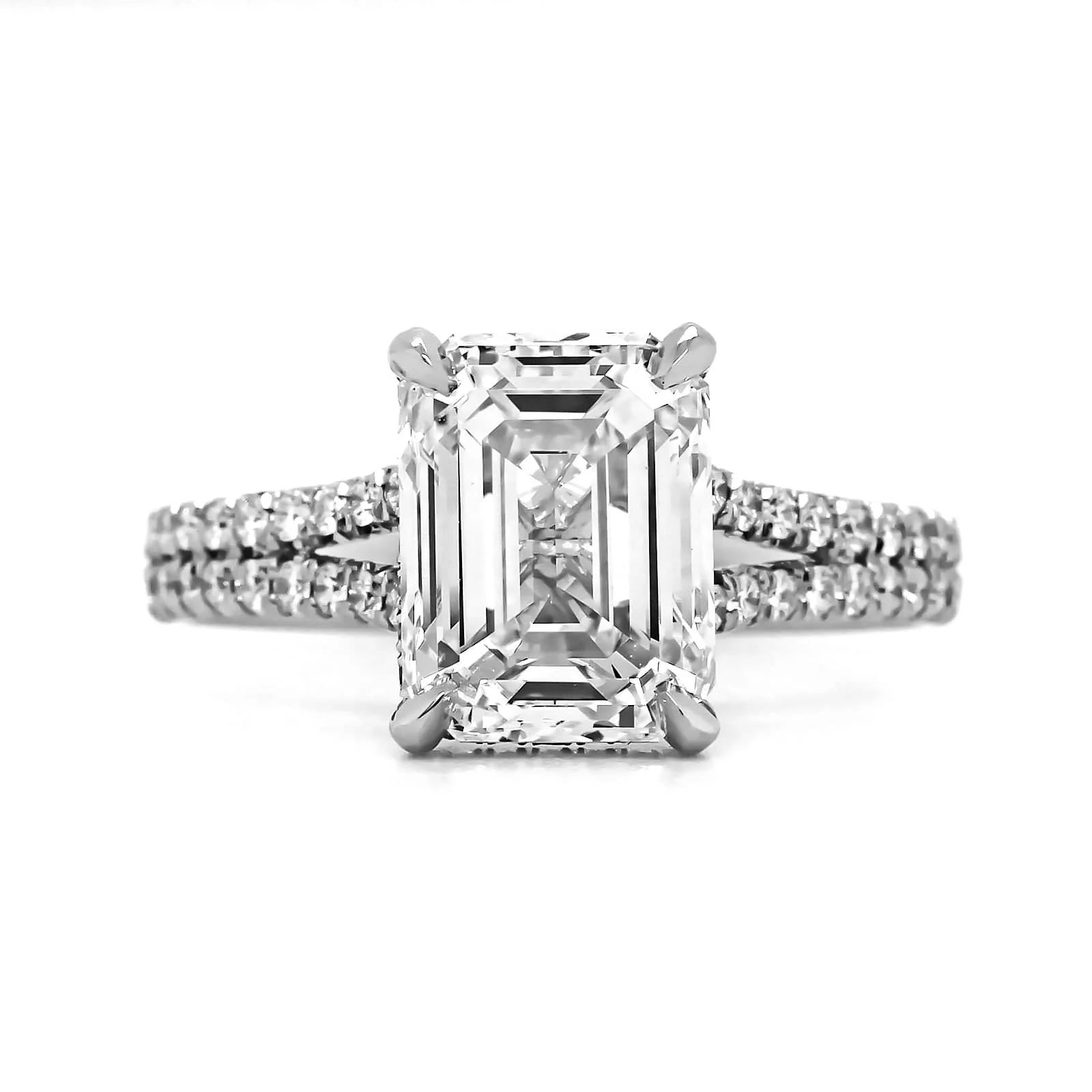 Platinum Emerald Cut Diamond Engagement Ring - Image 5