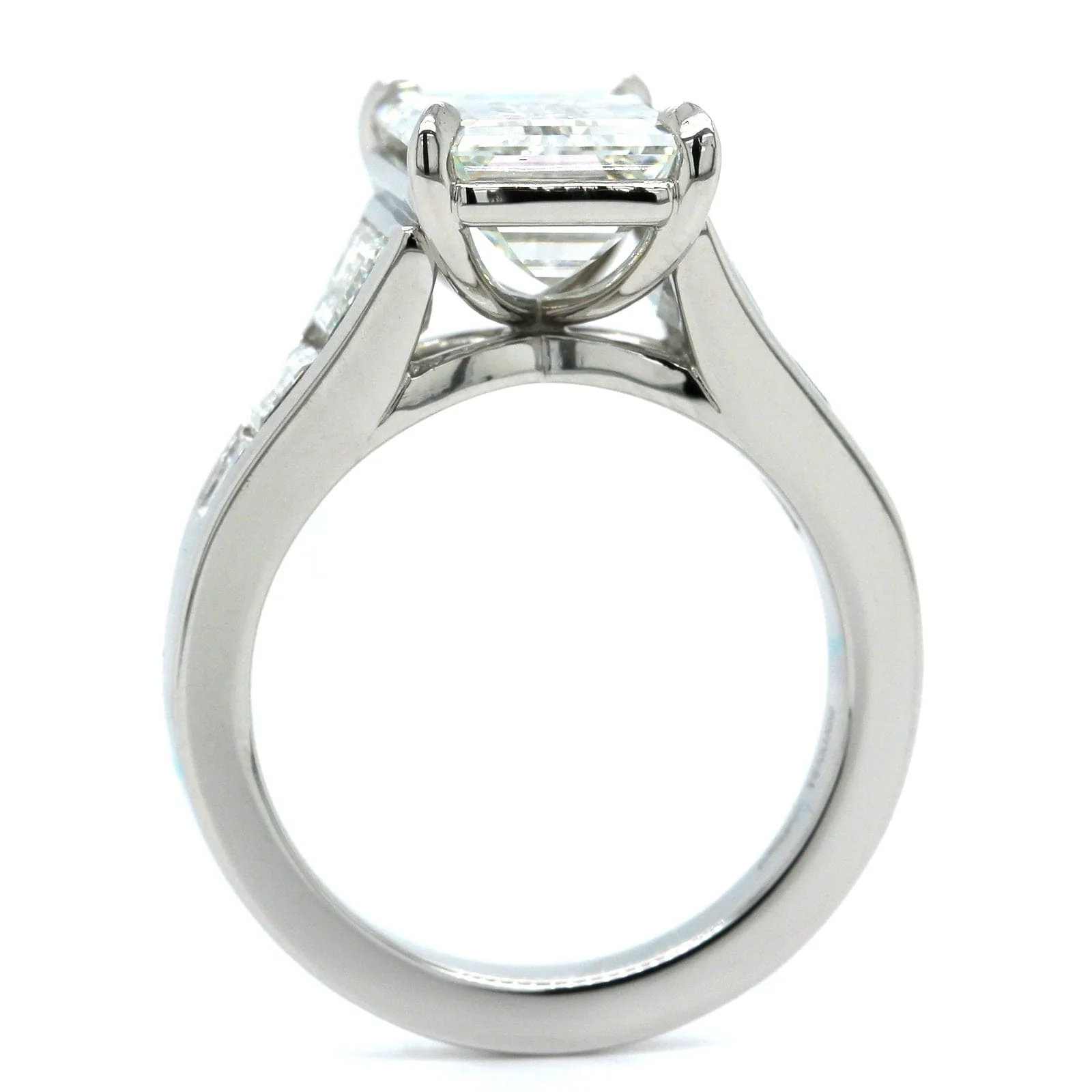 Platinum Emerald Cut Diamond Engagement Ring - Image 3