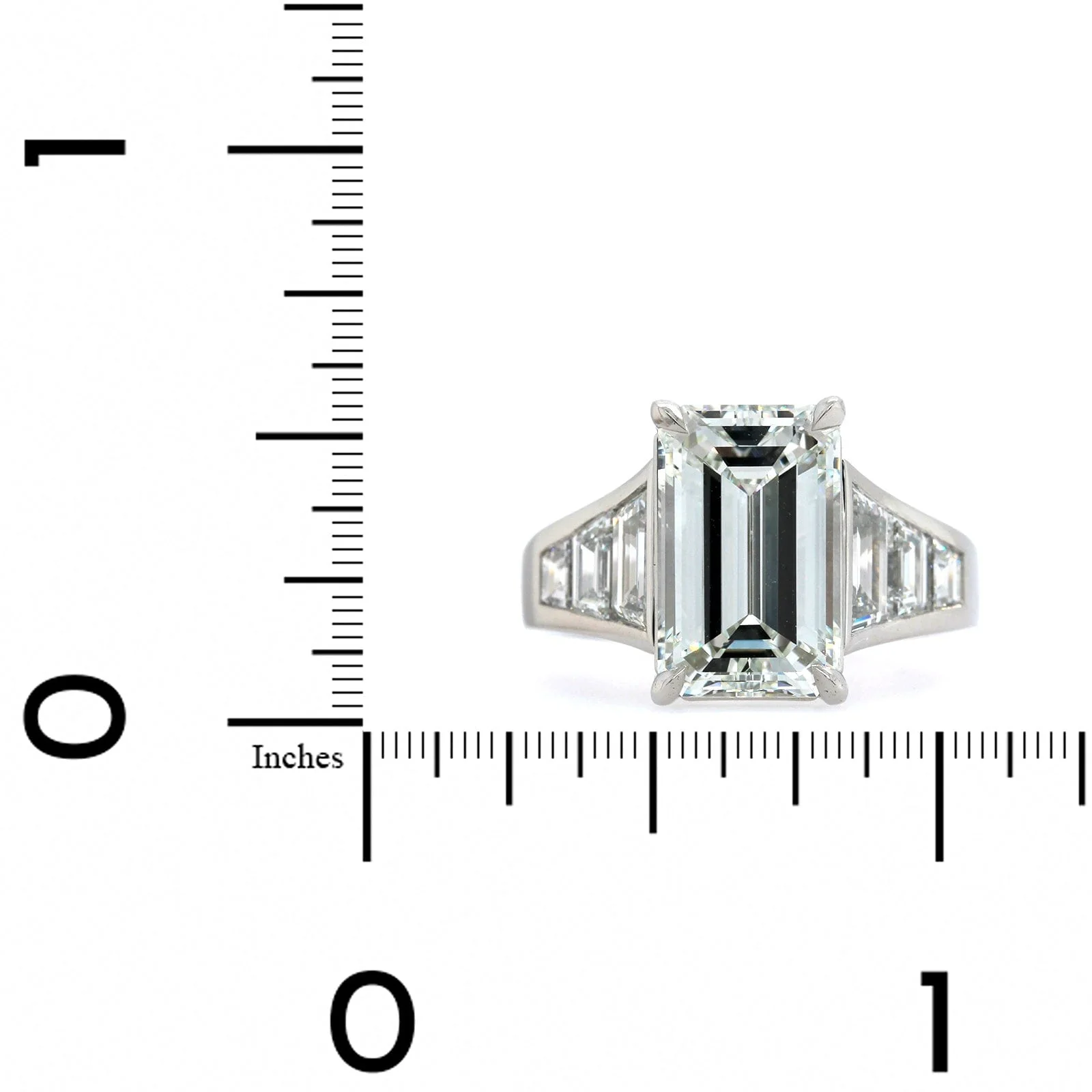 Platinum Emerald Cut Diamond Engagement Ring - Image 4