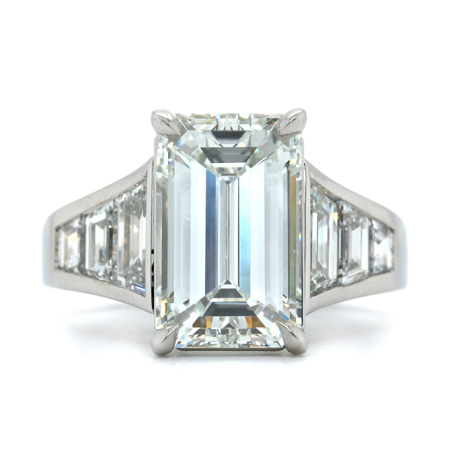 Platinum Emerald Cut Diamond Engagement Ring - Image 5