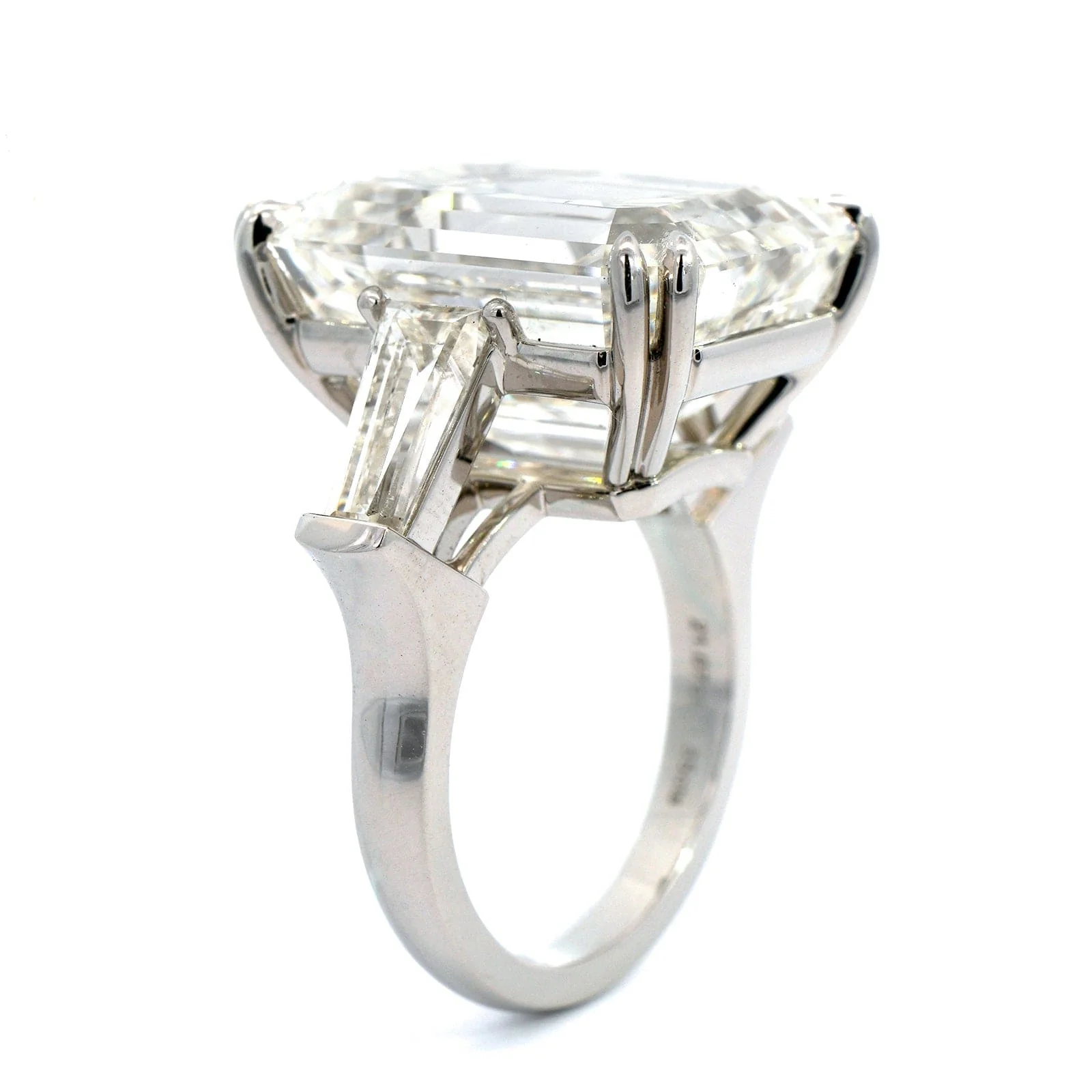 Platinum Emerald Cut Diamond Engagement Ring - Image 2
