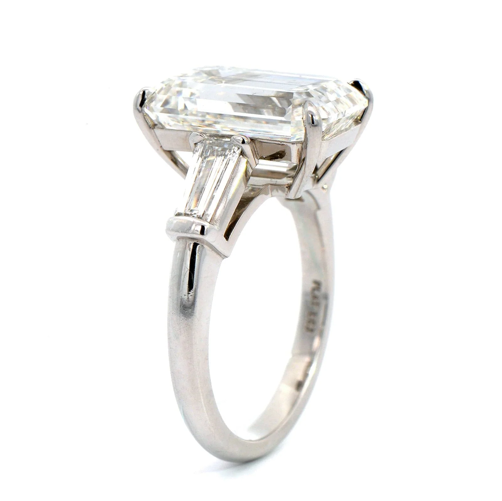 Platinum Emerald Cut Diamond Engagement Ring - Image 2