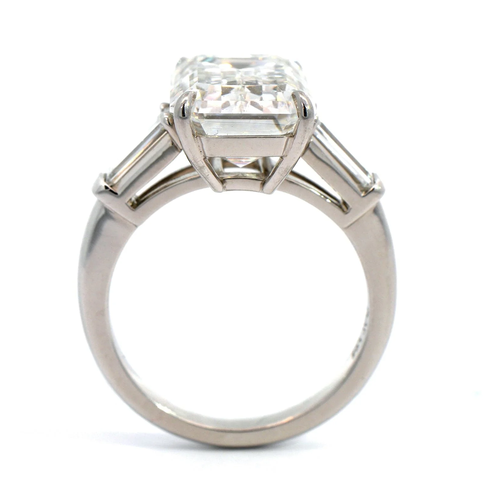 Platinum Emerald Cut Diamond Engagement Ring - Image 3