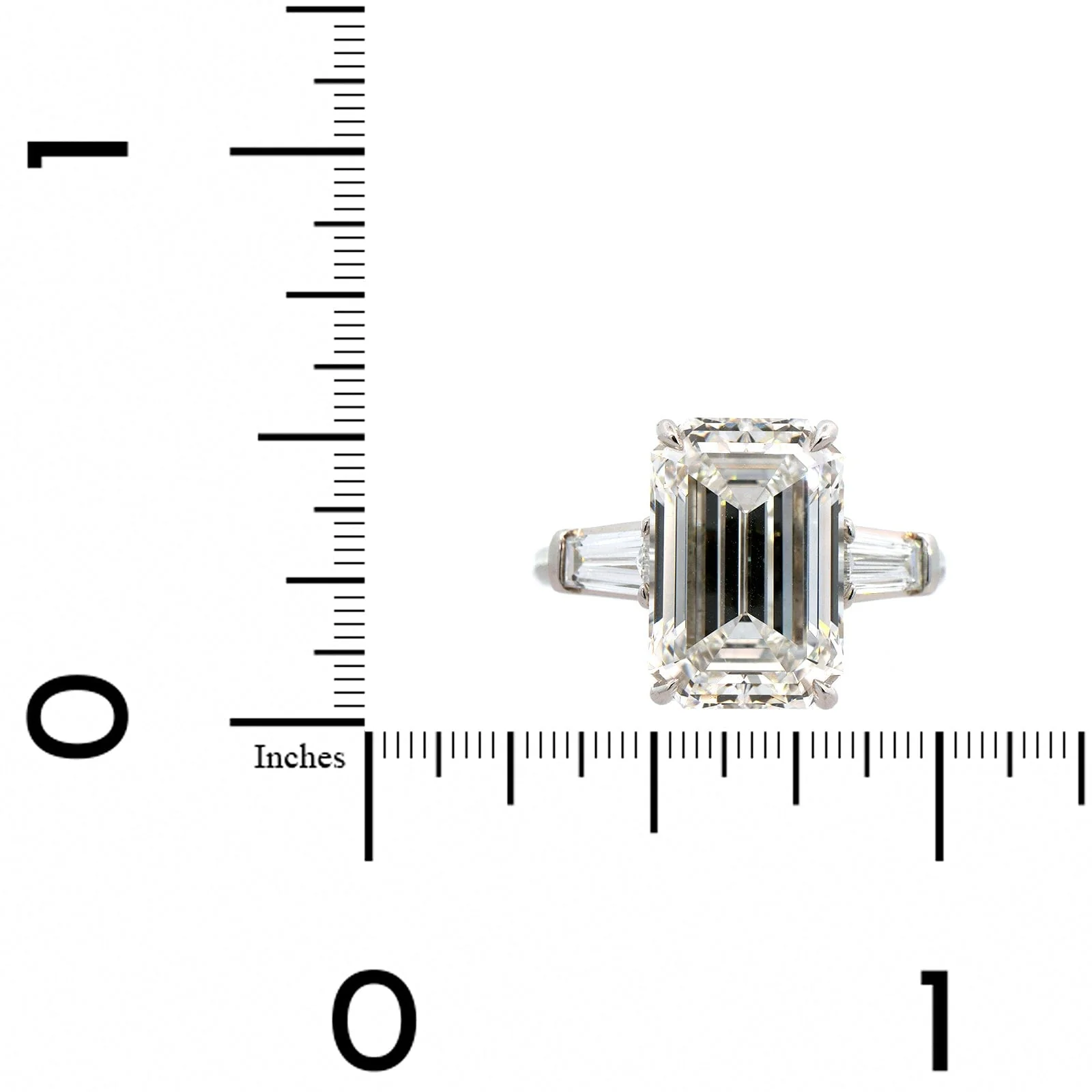 Platinum Emerald Cut Diamond Engagement Ring - Image 4