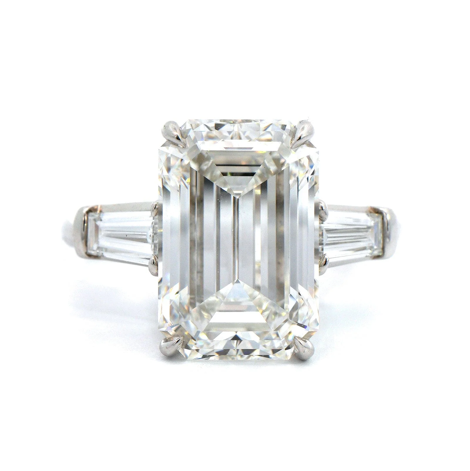 Platinum Emerald Cut Diamond Engagement Ring - Image 5