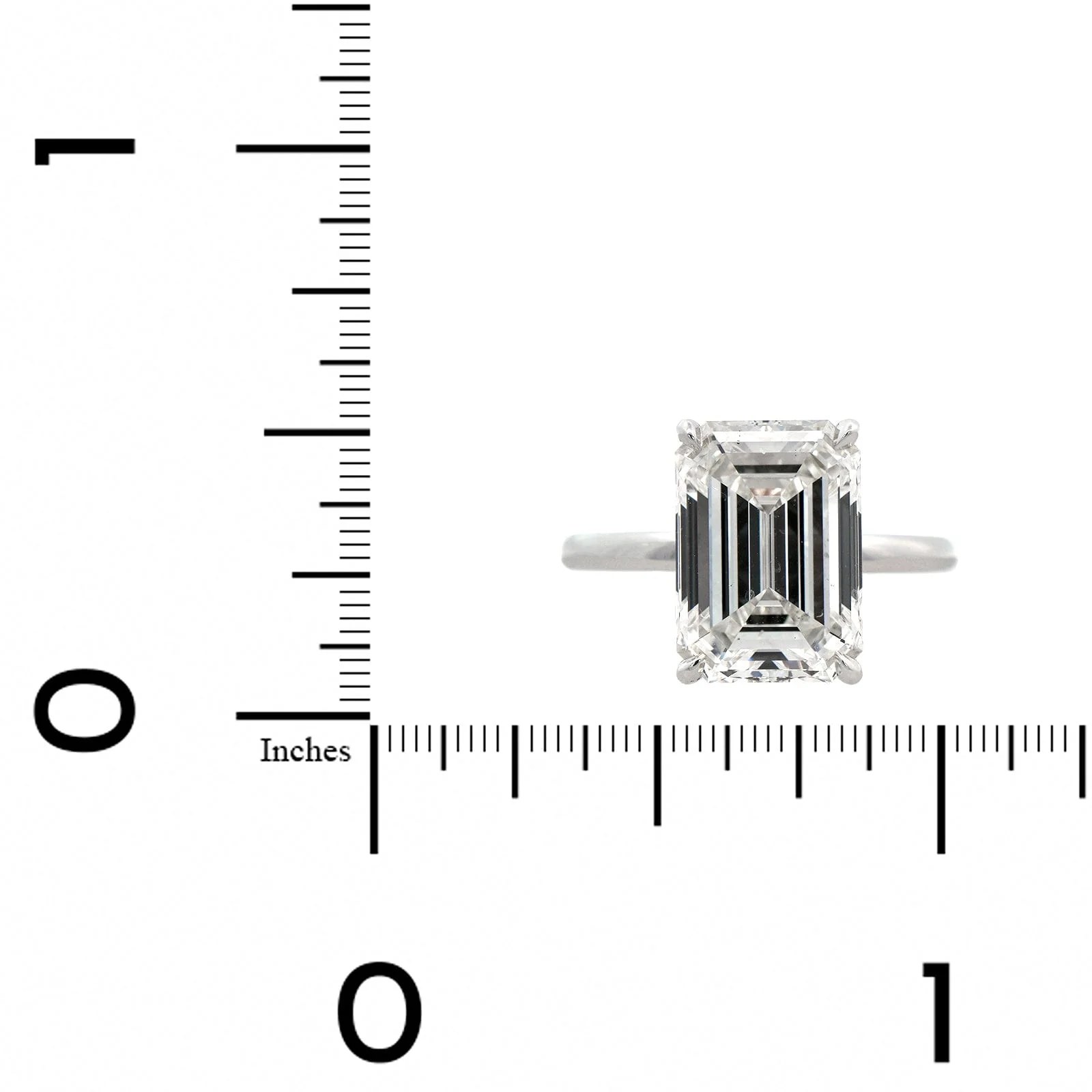 Platinum Emerald Cut Diamond Engagement Ring - Image 4
