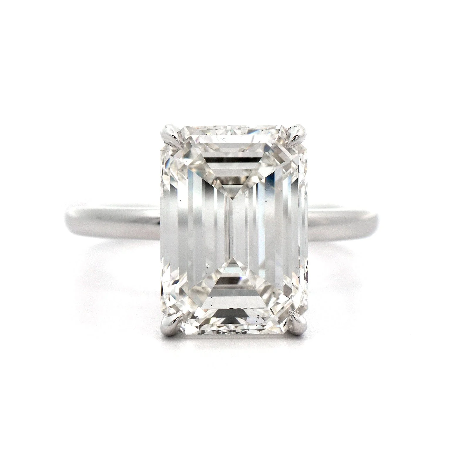 Platinum Emerald Cut Diamond Engagement Ring - Image 5
