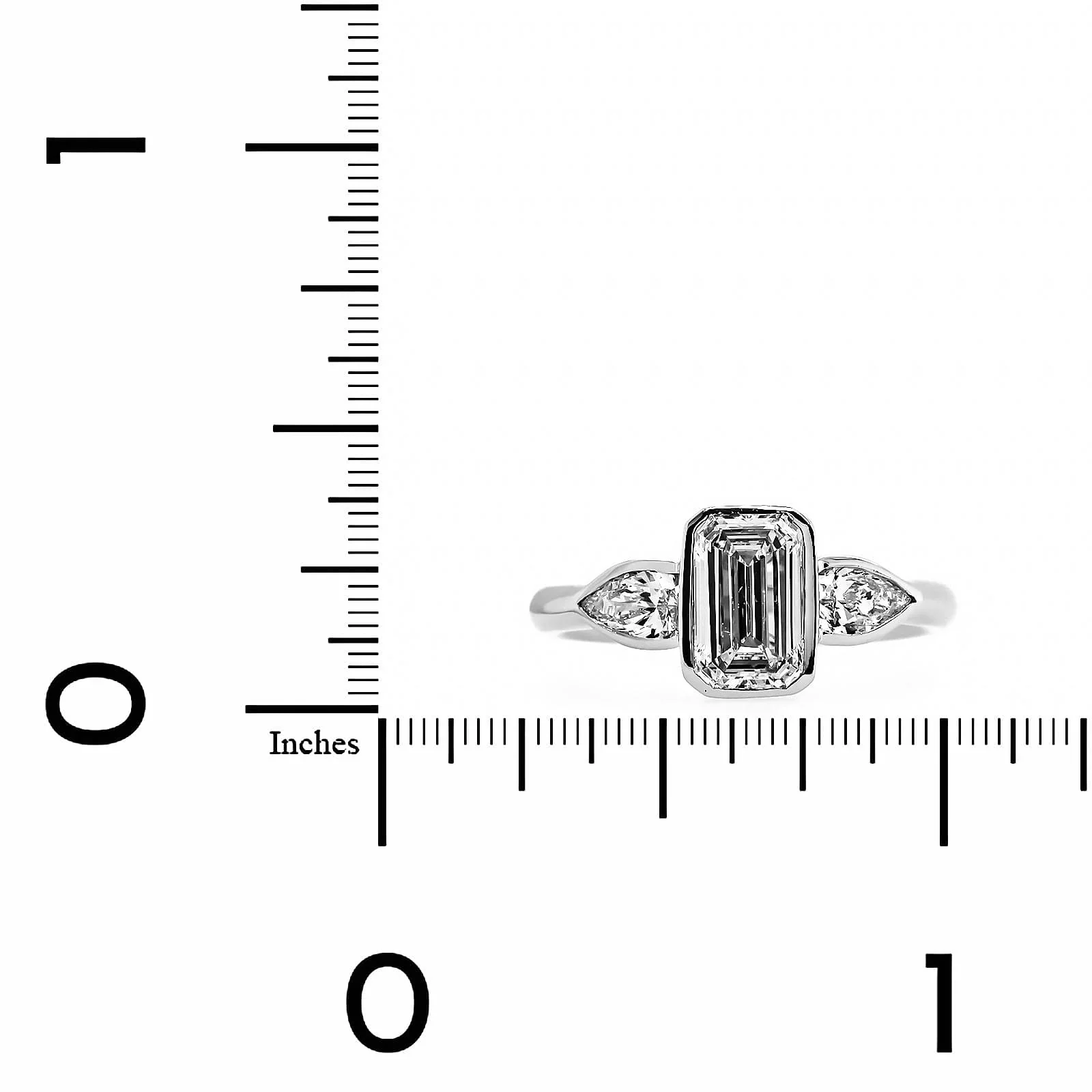 Platinum 3 Stone Bezel Set Diamond Engagement Ring - Image 4