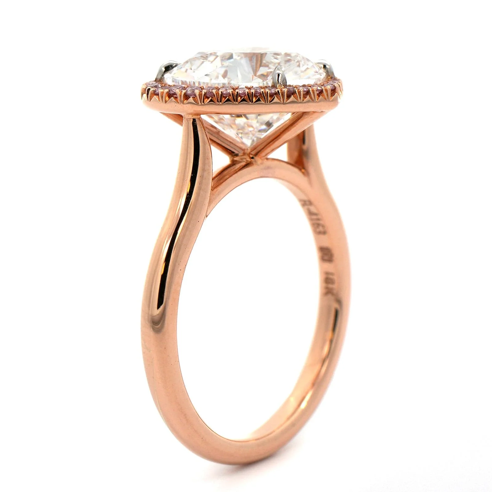 18K Rose Gold Heart Shaped Pink Diamond Ring - Image 2