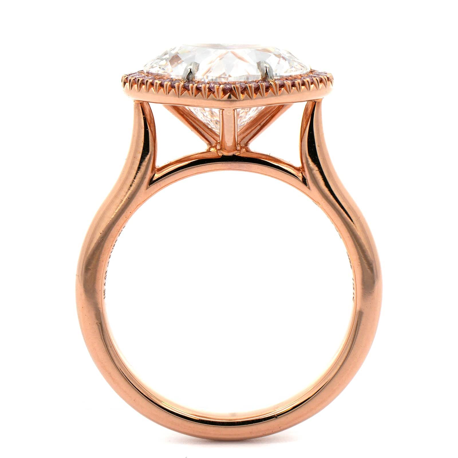 18K Rose Gold Heart Shaped Pink Diamond Ring - Image 3