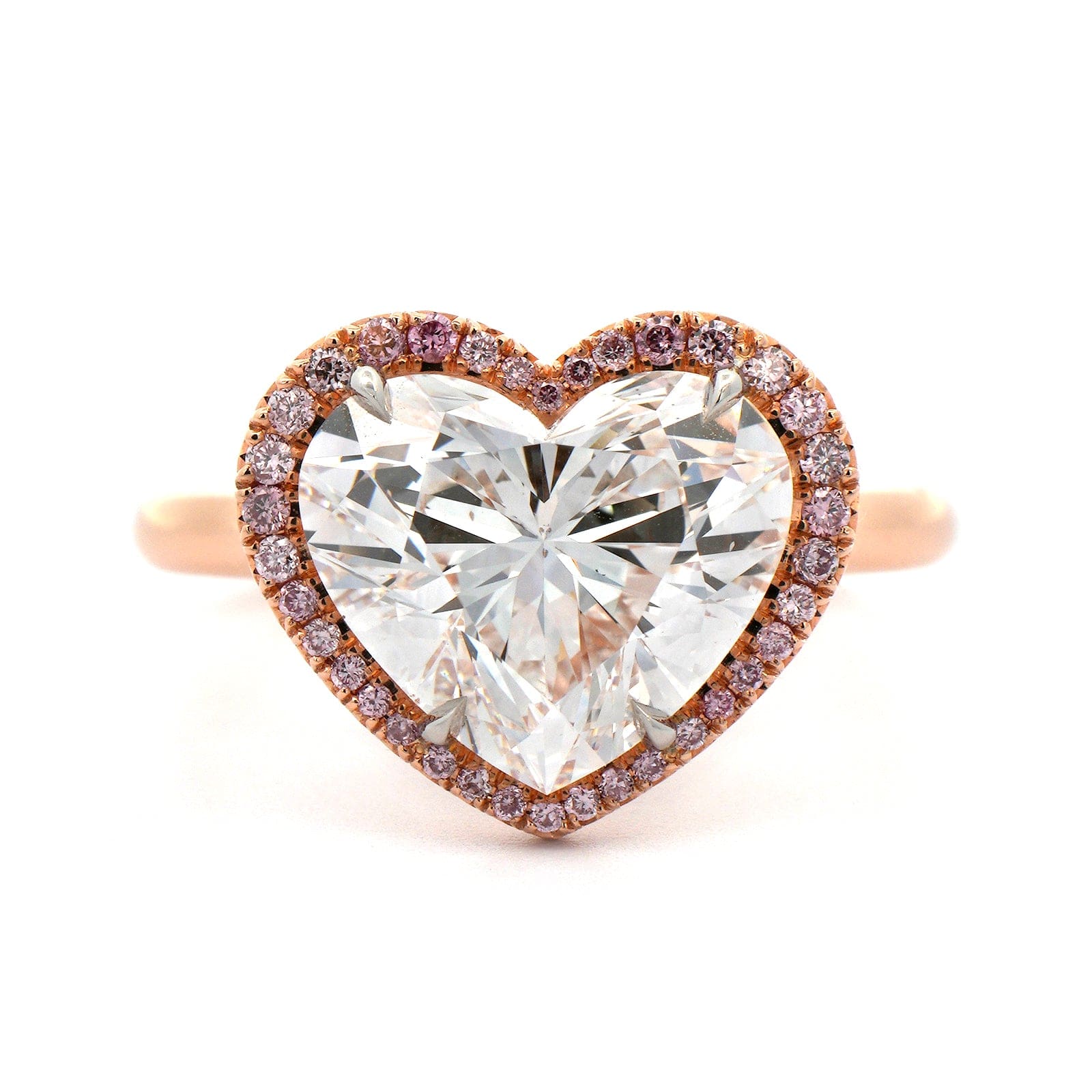 18K Rose Gold Heart Shaped Pink Diamond Ring - Image 5