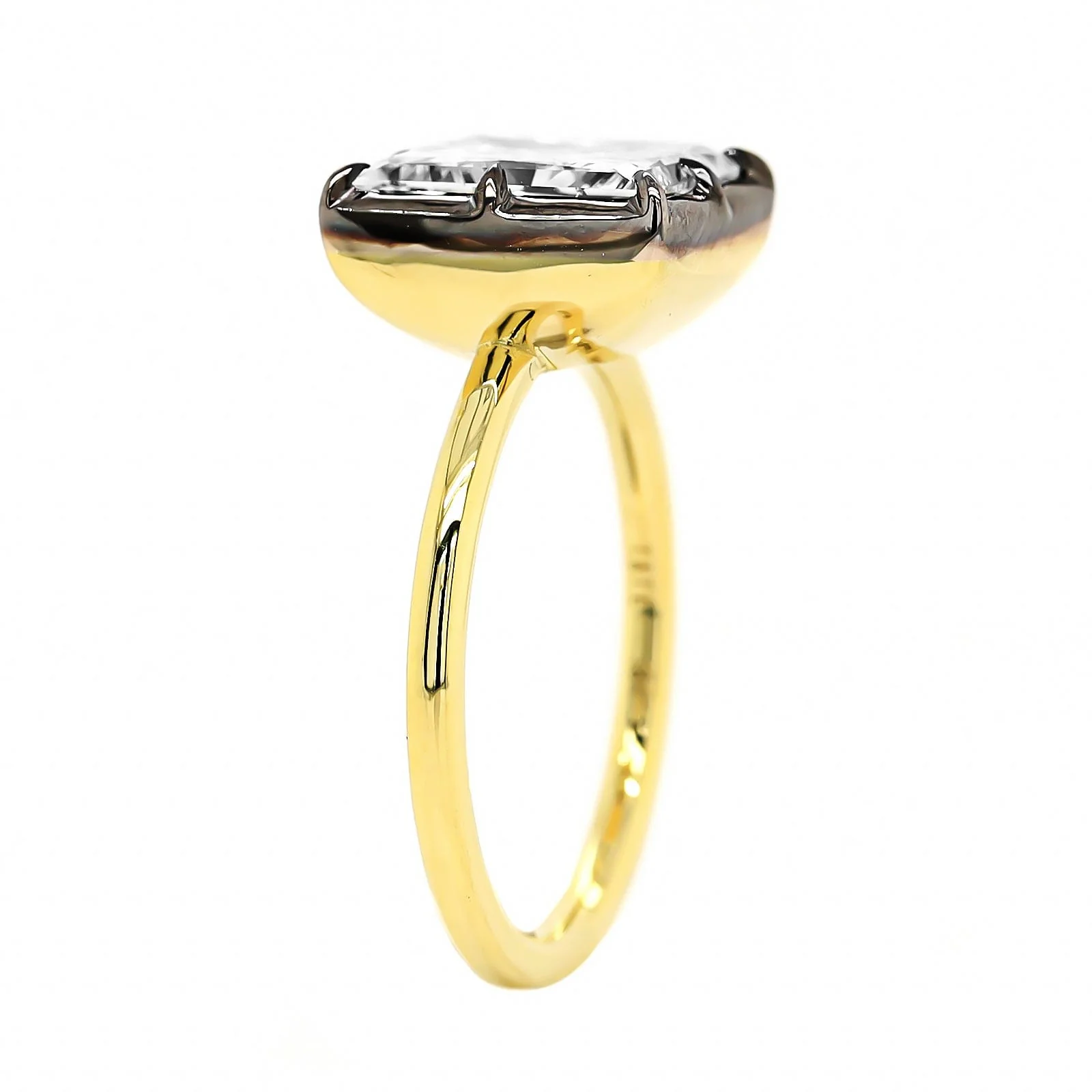 18K Yellow Gold Square Diamond Engagement Ring - Image 2