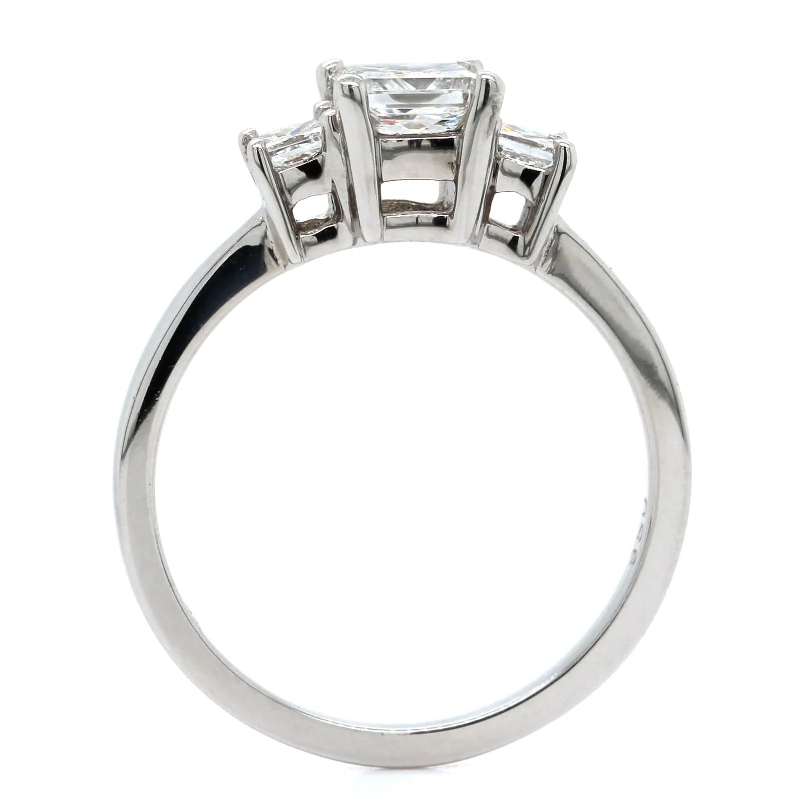 Platinum Princess Cut Diamond 3 Stone Engagement Ring - Image 3