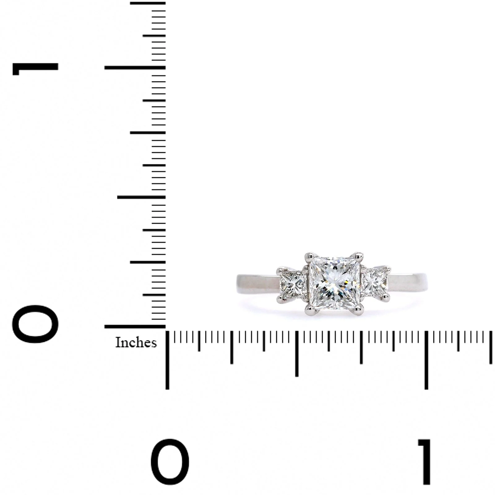 Platinum Princess Cut Diamond 3 Stone Engagement Ring - Image 4