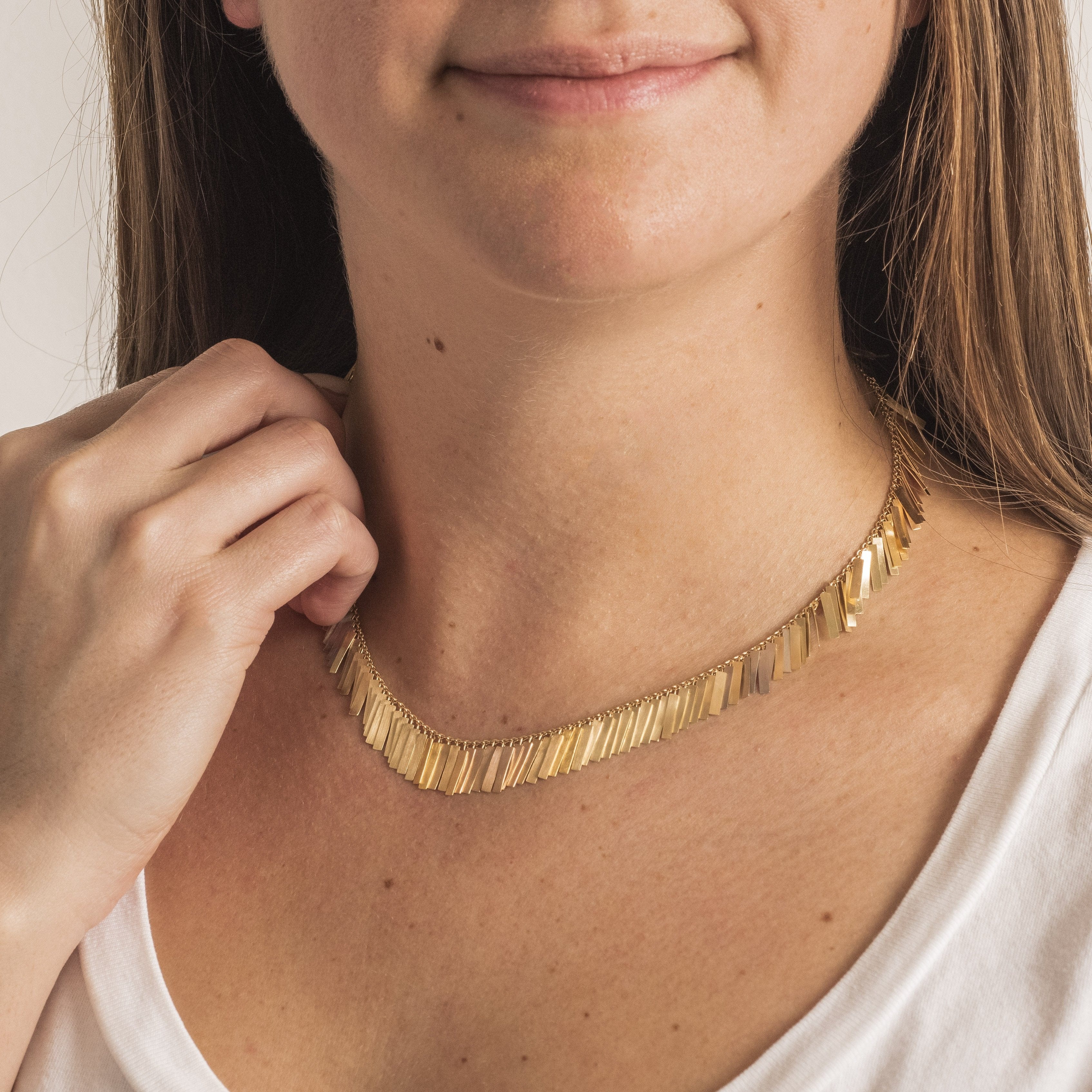 18K Tri-Color Sunset Fringe Necklace - Image 2