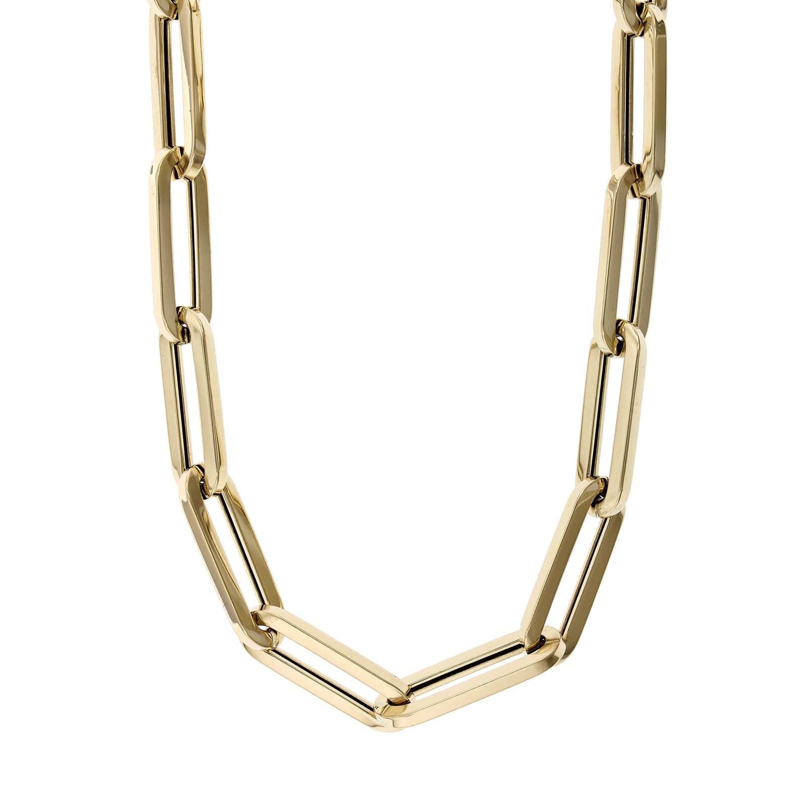 14K Yellow Gold Elongated Paperclip Necklace - Image 4