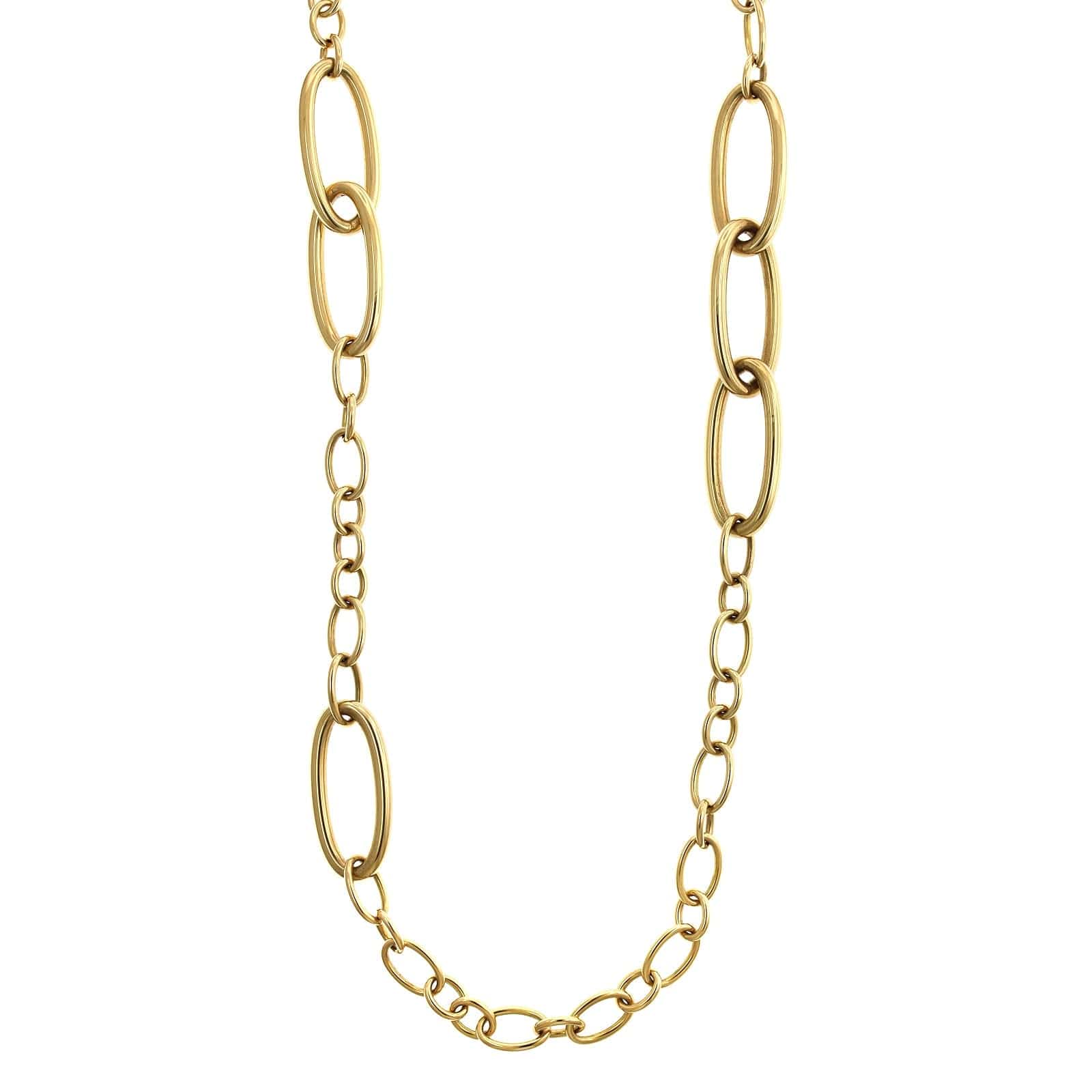 18K Yellow Gold Multi Size Oval Link Chain