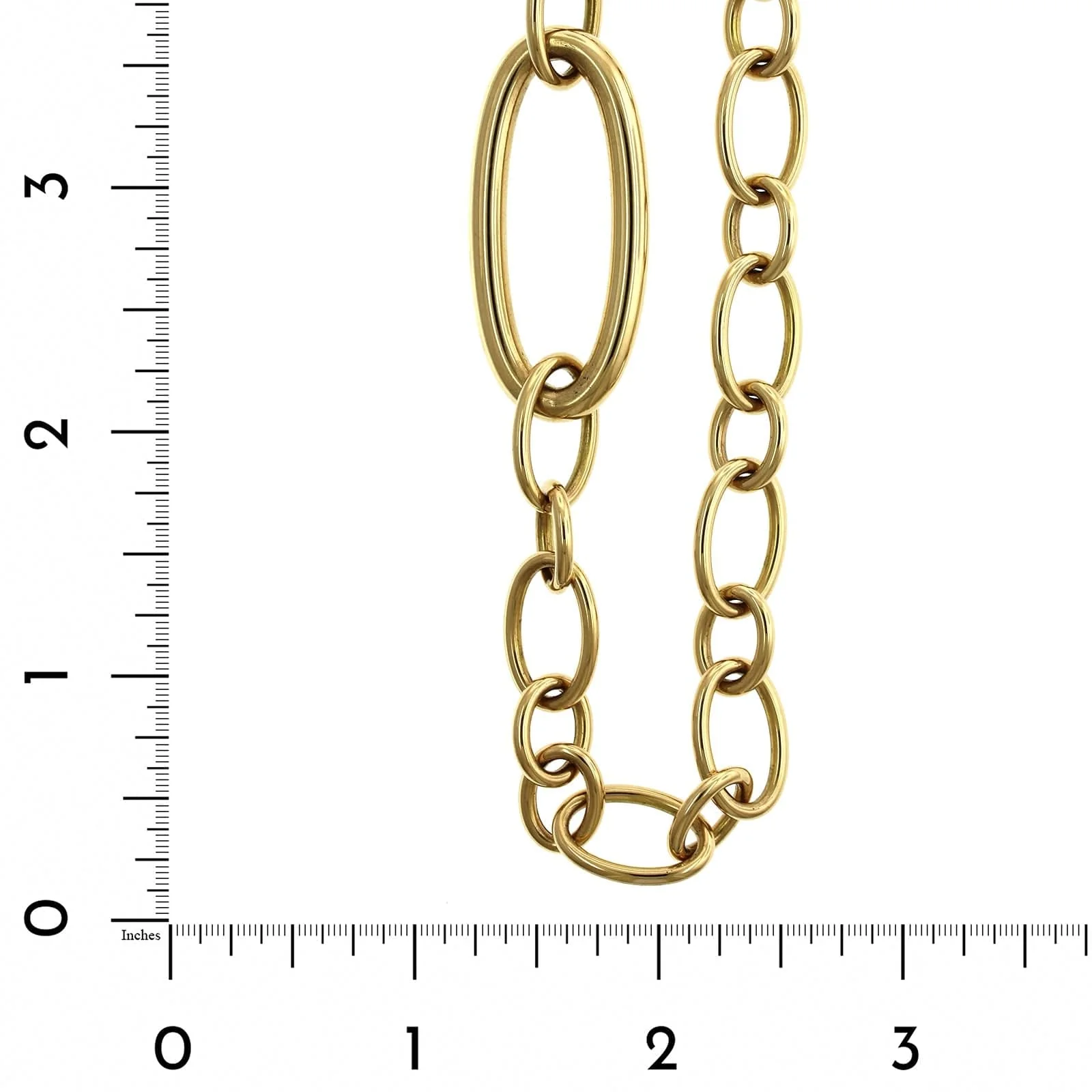 18K Yellow Gold Multi Size Oval Link Chain - Image 3