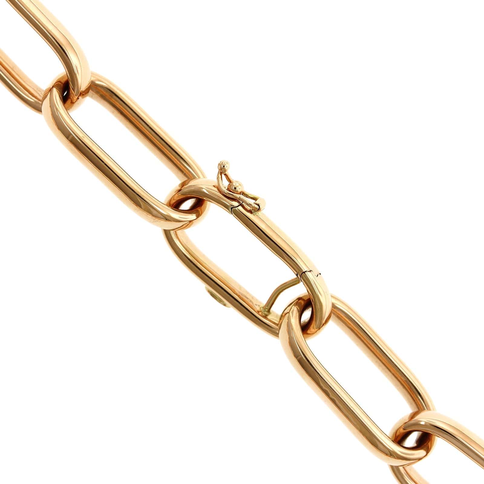 18K Rose Gold Elongated Square Link Chain Necklace - Image 2