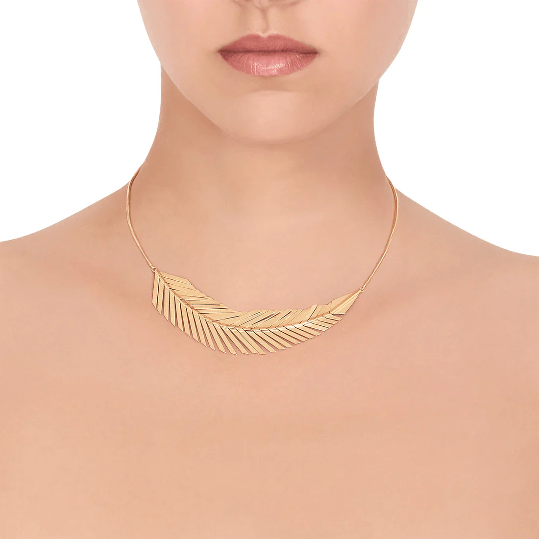 CADAR 18K Yellow Gold Feather Necklace - Image 2