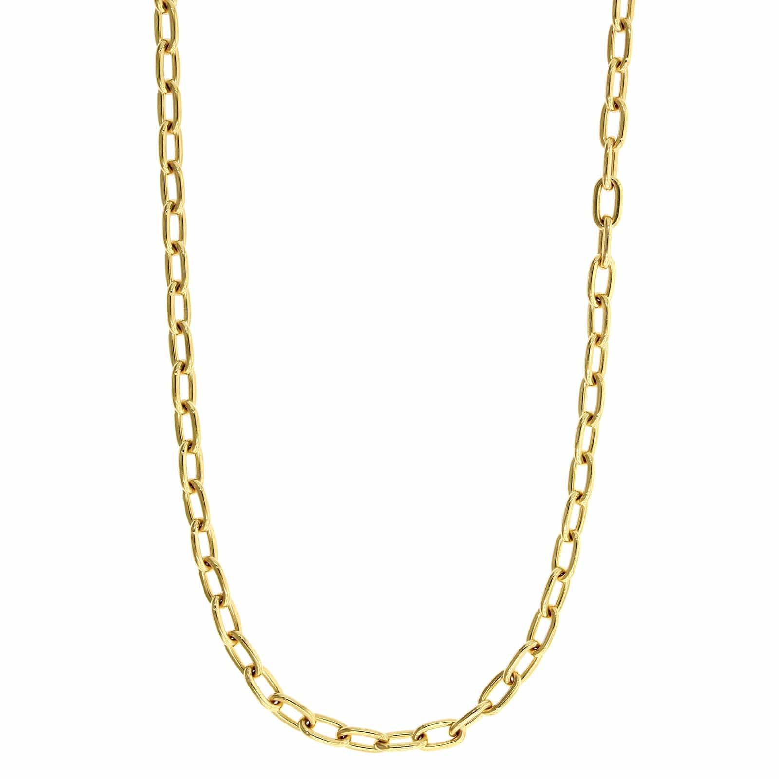 14K Yellow Gold Heavy Rectangle Chain Link Necklace