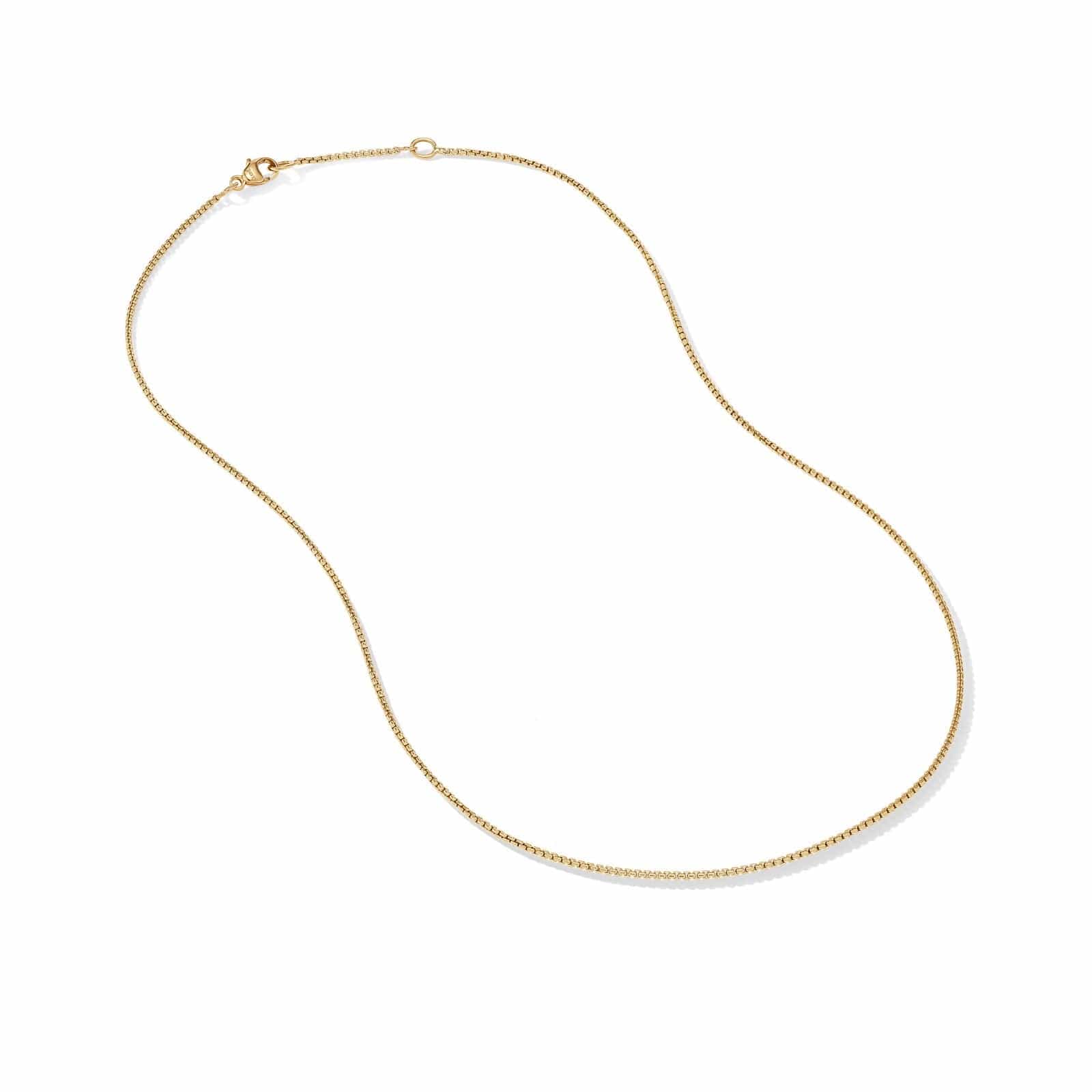 Box Chain Necklace in 18K Yellow Gold, 1mm - Image 3