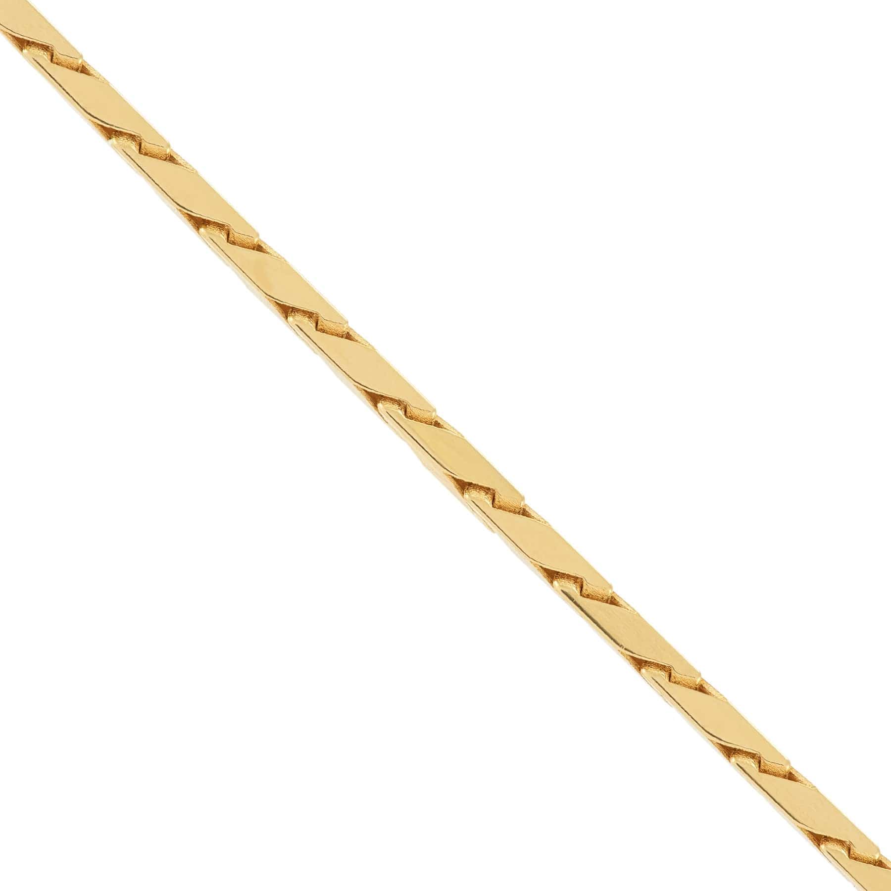 14K Yellow Gold Solid Chevron Design Chain Necklace - Image 3
