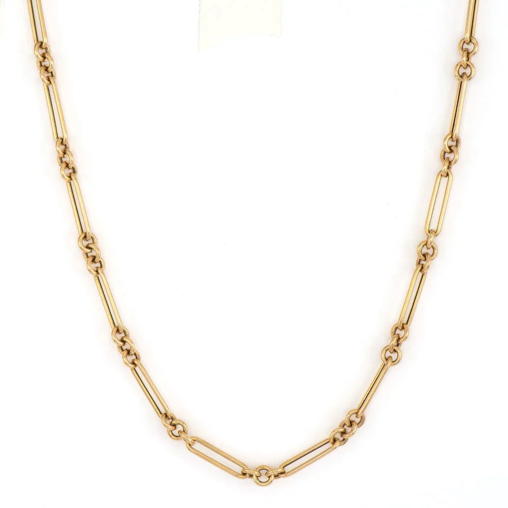 Three Stories 14K Yellow Gold Alternating Paperclip Chain Necklace