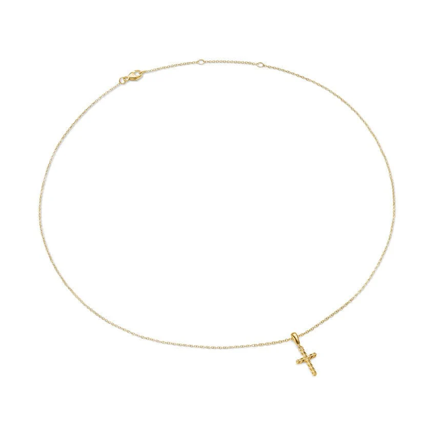 Cable Cross Pendant Necklace in 18K Yellow Gold, 17.5mm - Image 2