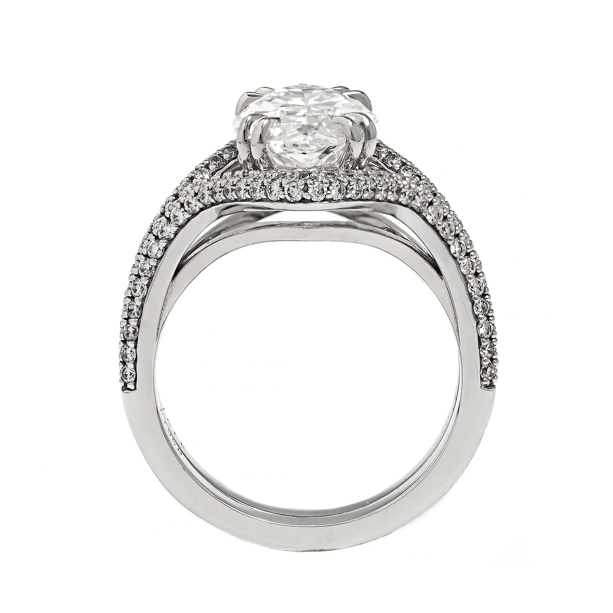 Platinum Marquise Diamond Split Shank Engagement Ring - Image 3