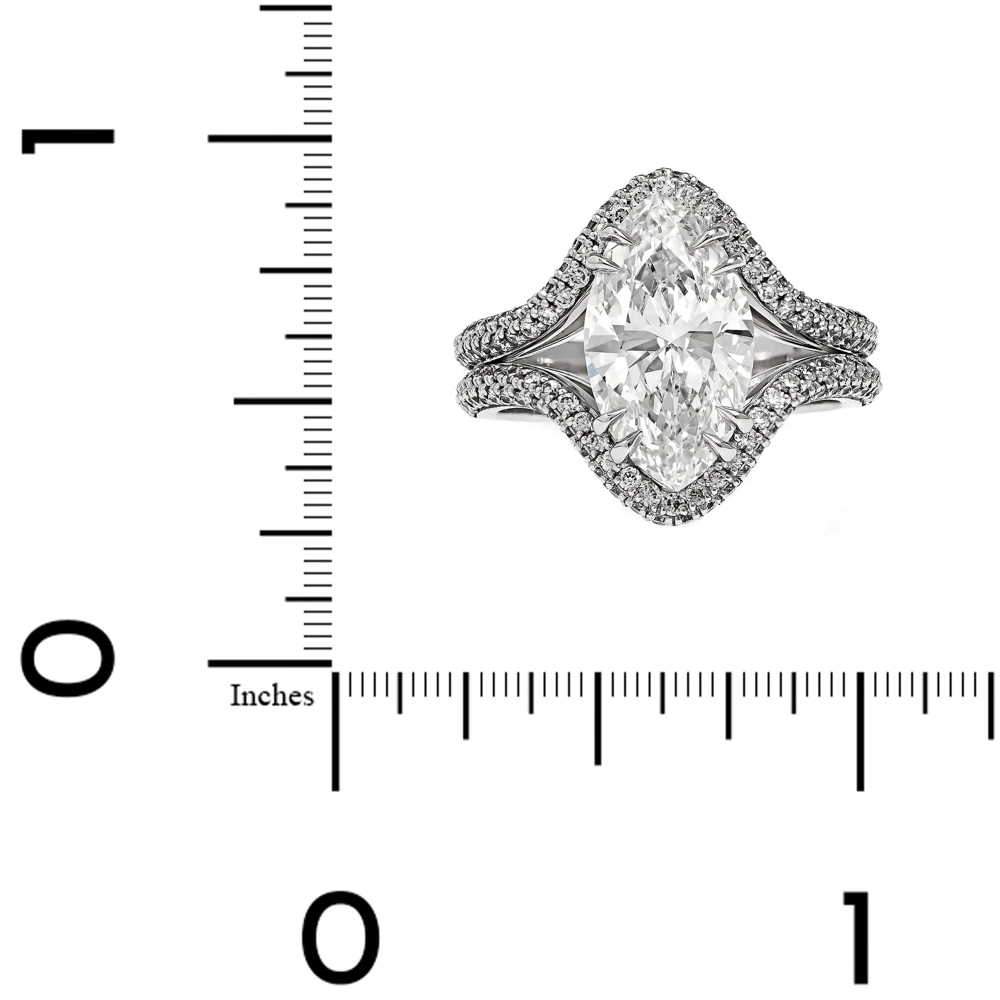 Platinum Marquise Diamond Split Shank Engagement Ring - Image 4