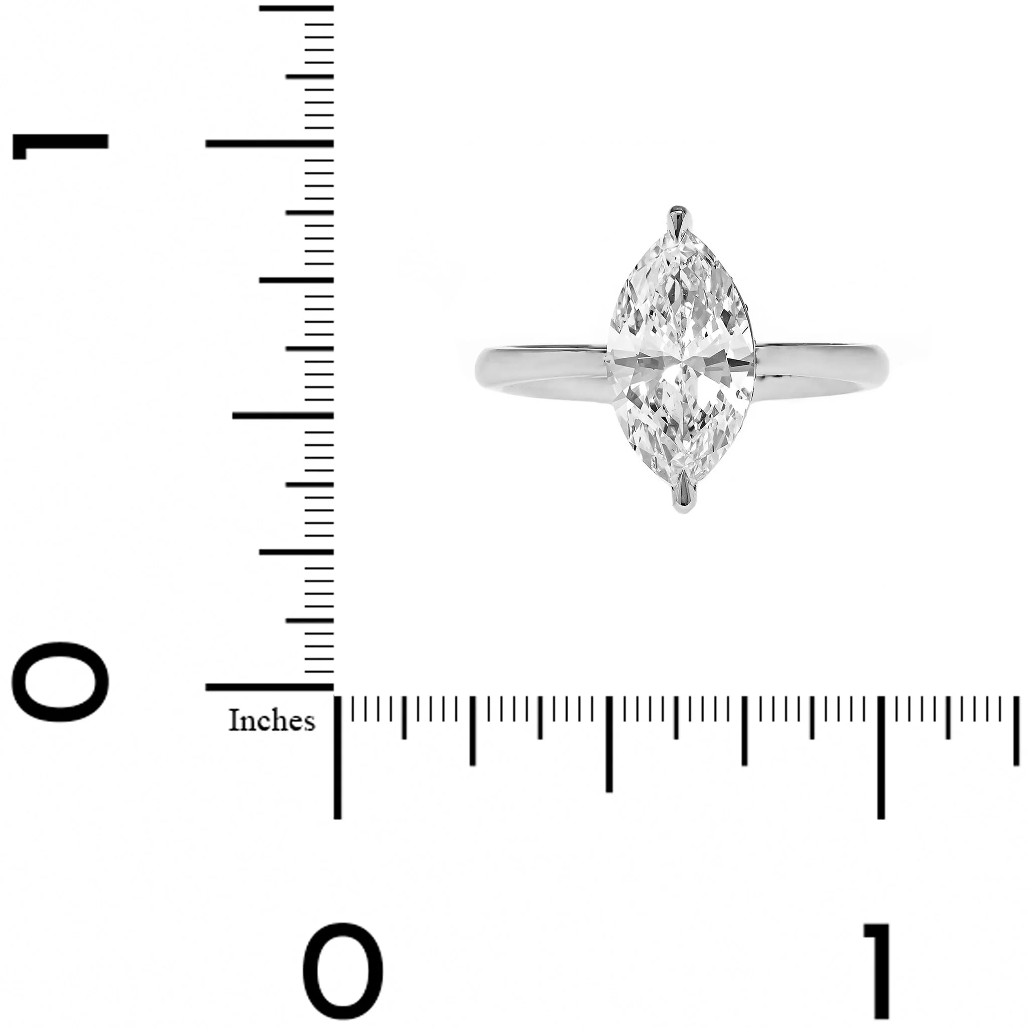Platinum Solitaire Marquise Diamond Hidden Halo Engagement Ring - Image 4