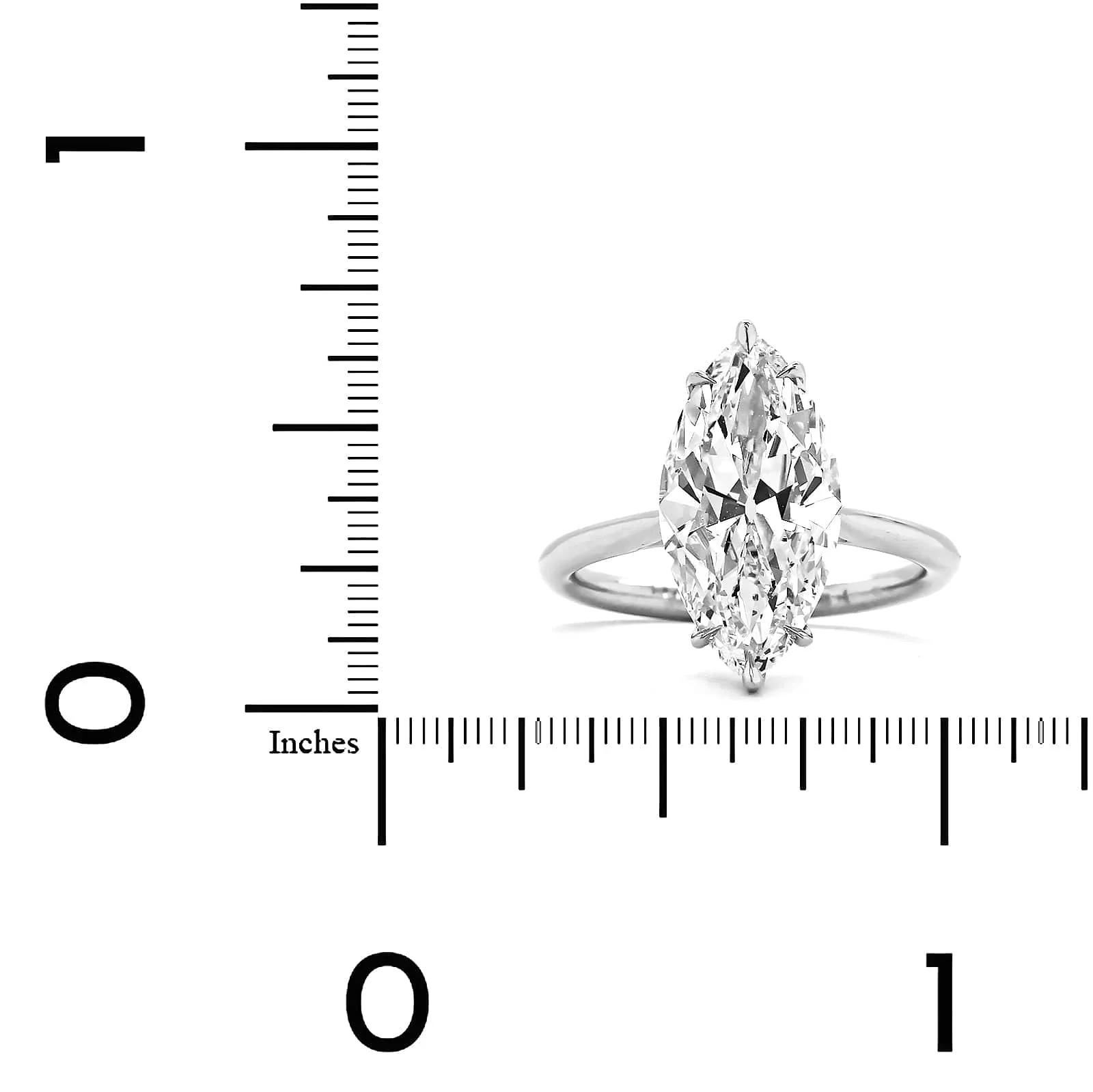 Platinum Solitaire Marquise Diamond Engagement Ring - Image 3