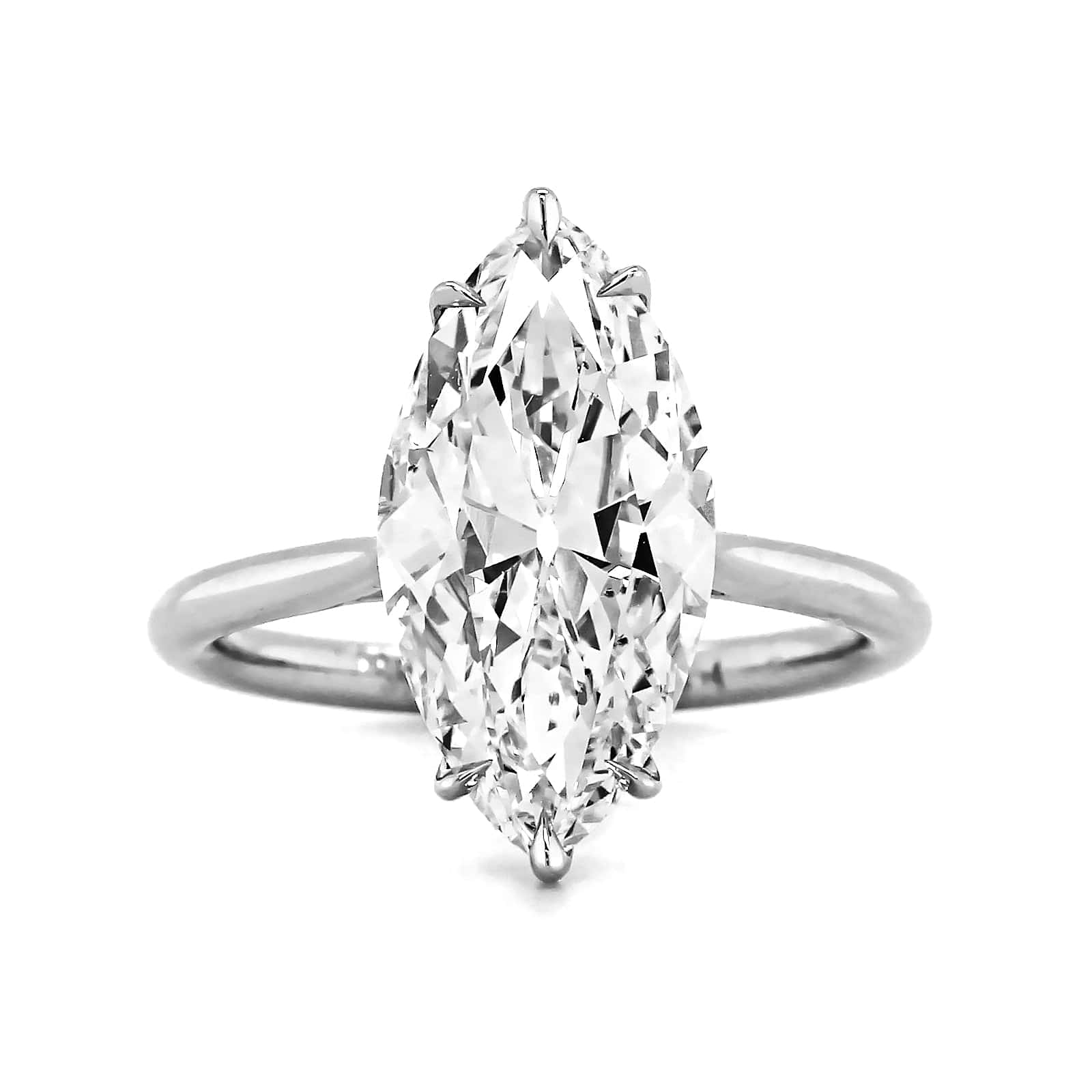 Platinum Solitaire Marquise Diamond Engagement Ring - Image 4