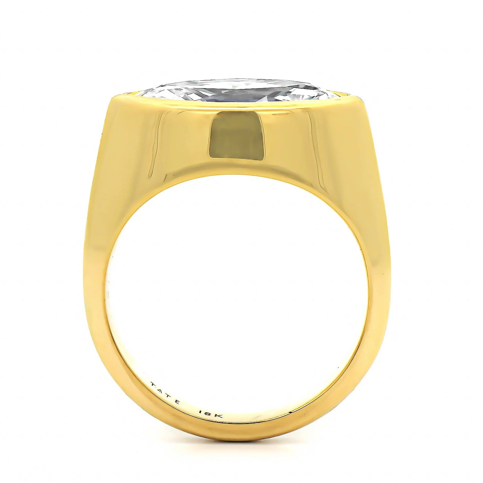 18K Yellow Gold Bezel Set Marquise Diamond Engagement Ring - Image 3