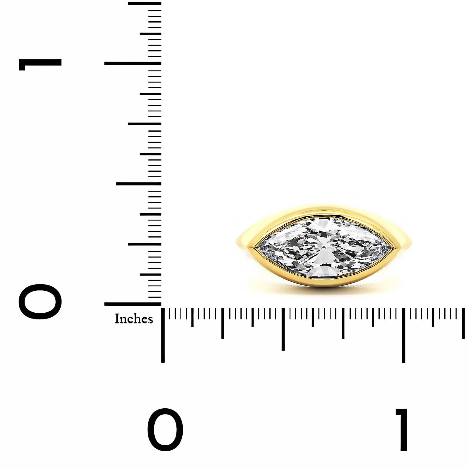 18K Yellow Gold Bezel Set Marquise Diamond Engagement Ring - Image 4