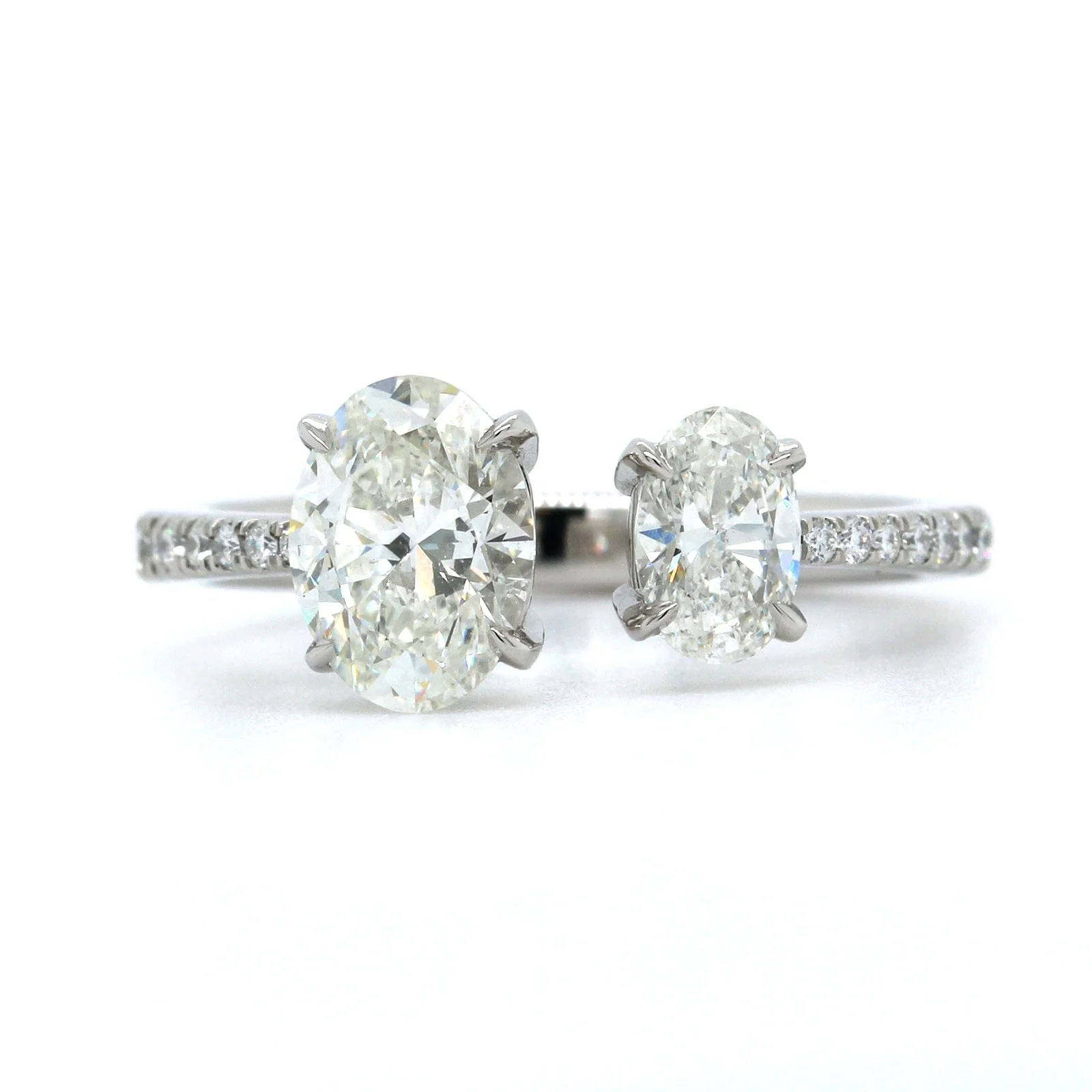 Platinum 2 Stone Oval Open Engagement Ring