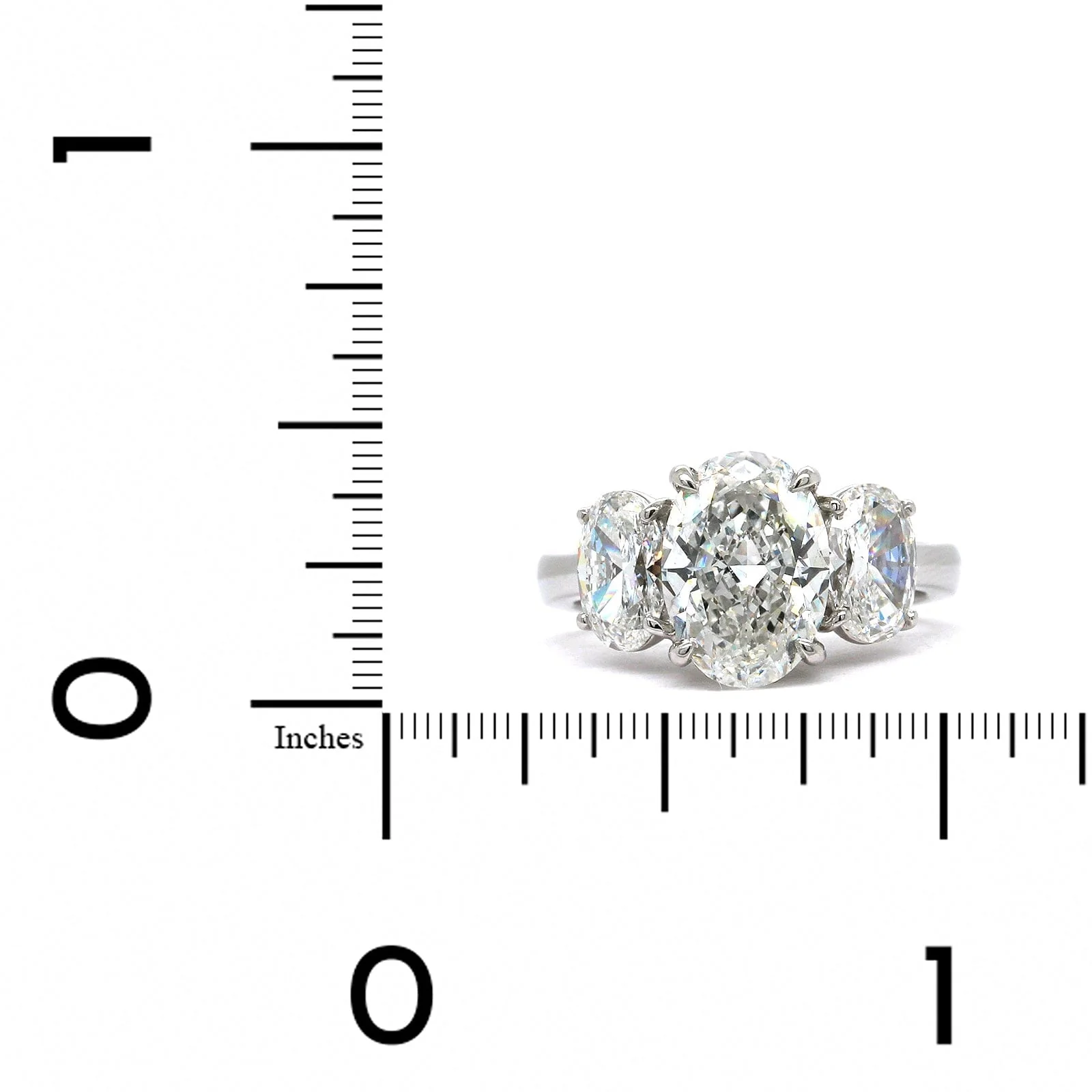 Platinum Oval 3 Stone Diamond Engagement Ring - Image 3